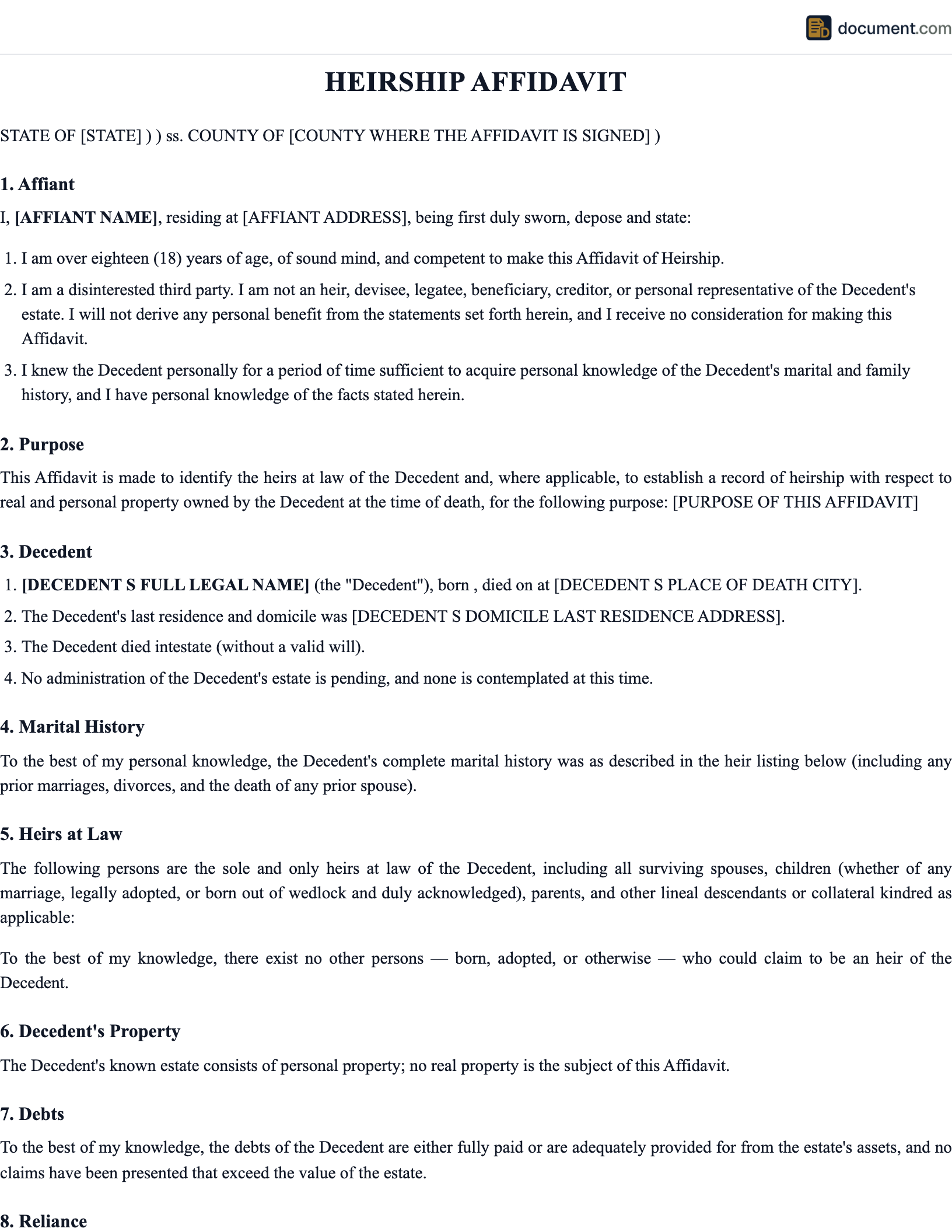 Heirship Affidavit preview