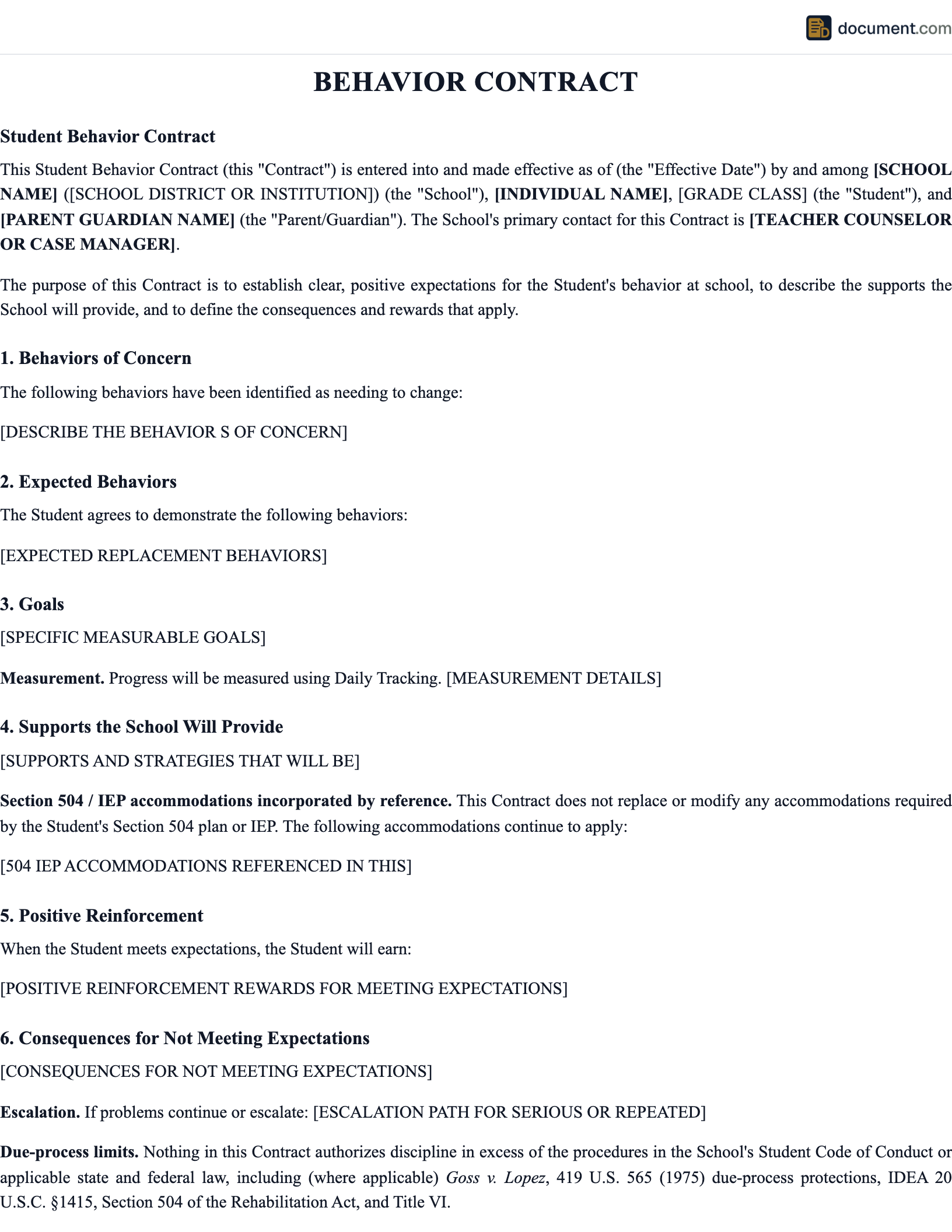 Behavior Contract preview