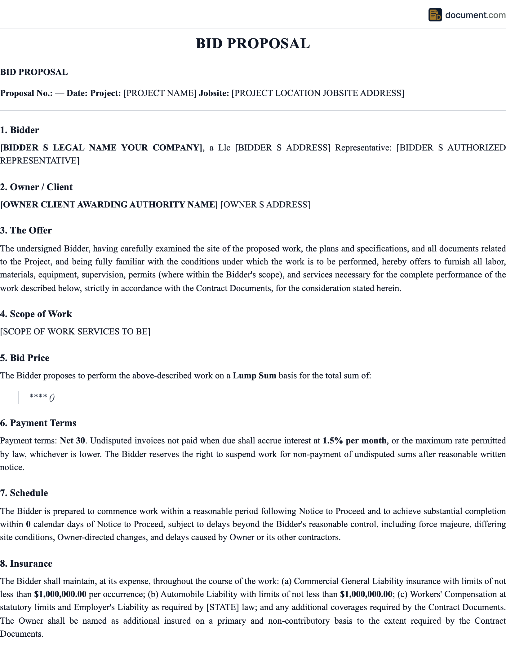 Bid Proposal preview