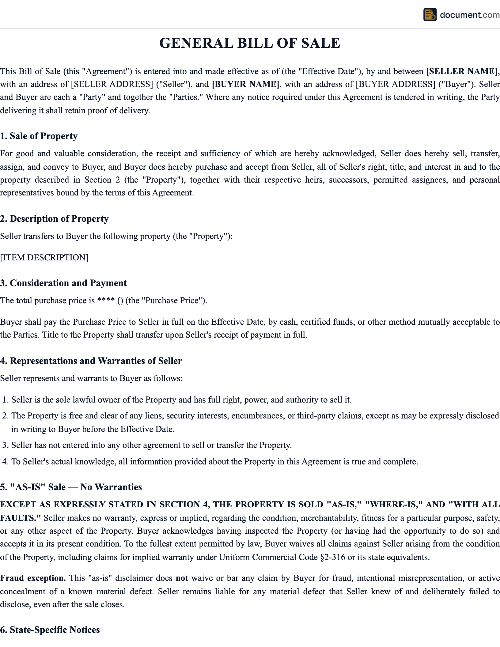 Bill of Sale preview