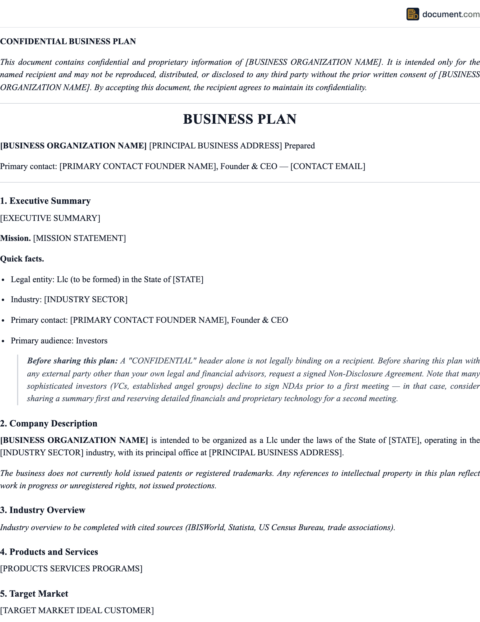 Business Plan preview
