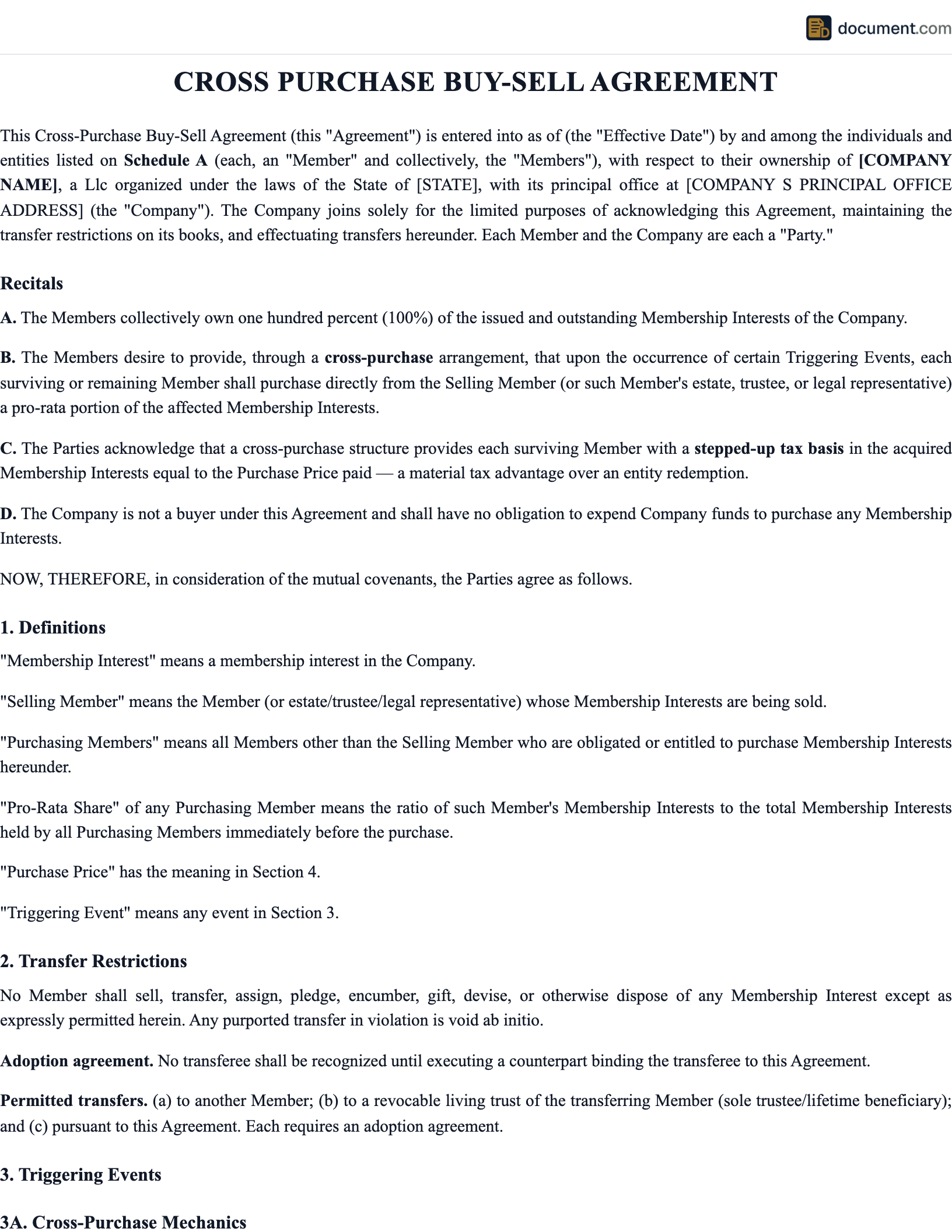 Cross Purchase Buy Sell Agreement preview