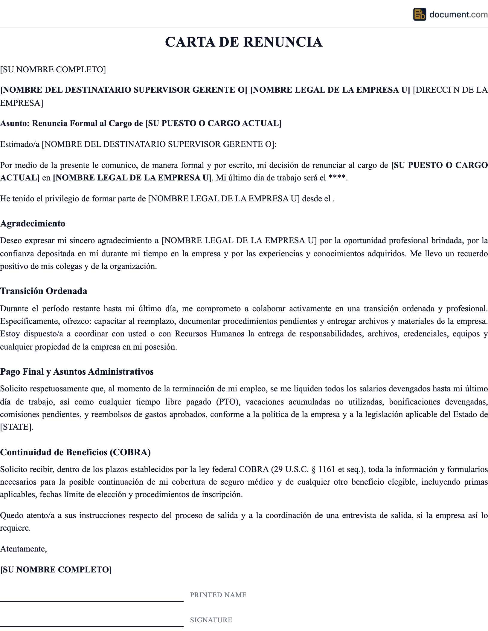 Carta De Renuncia preview