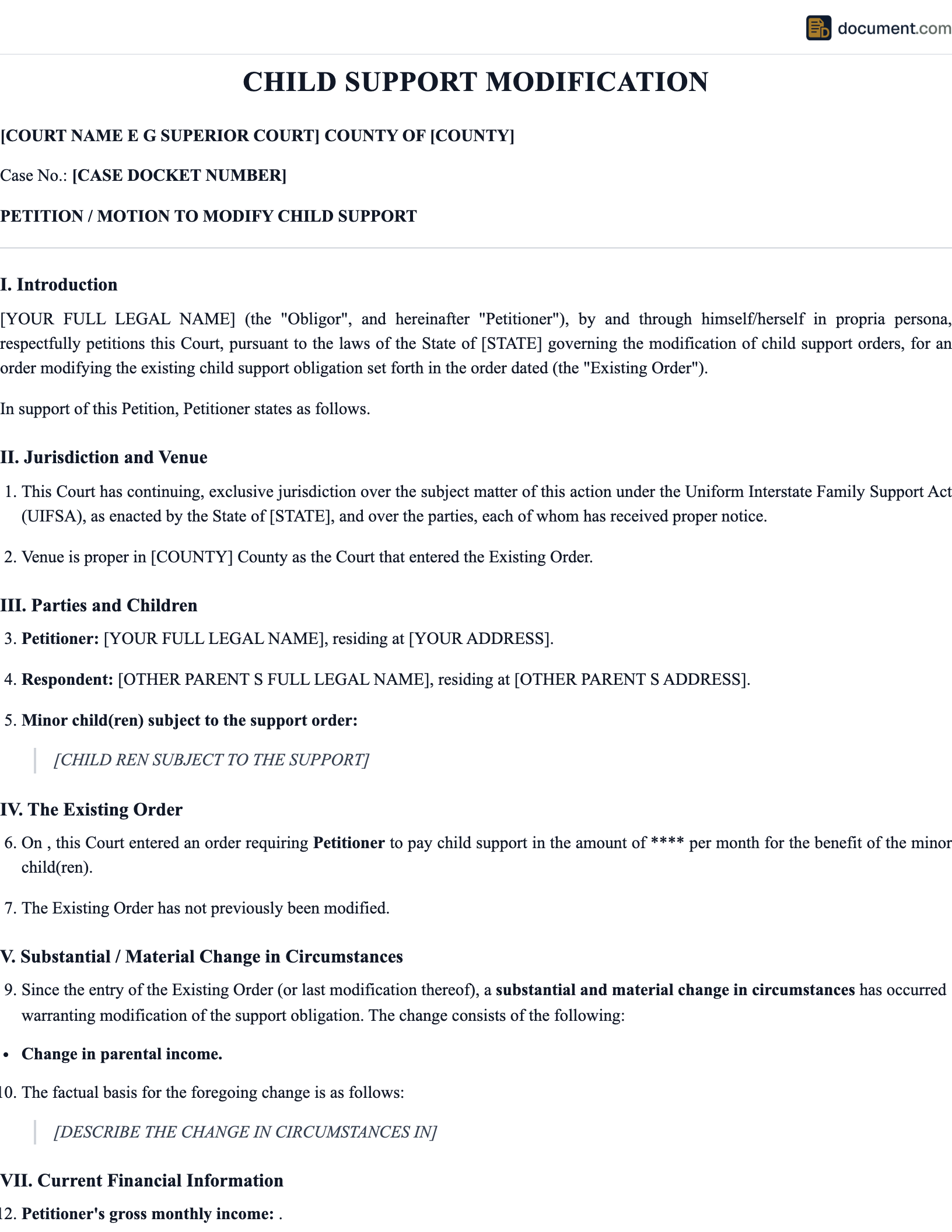 Child Support Modification preview