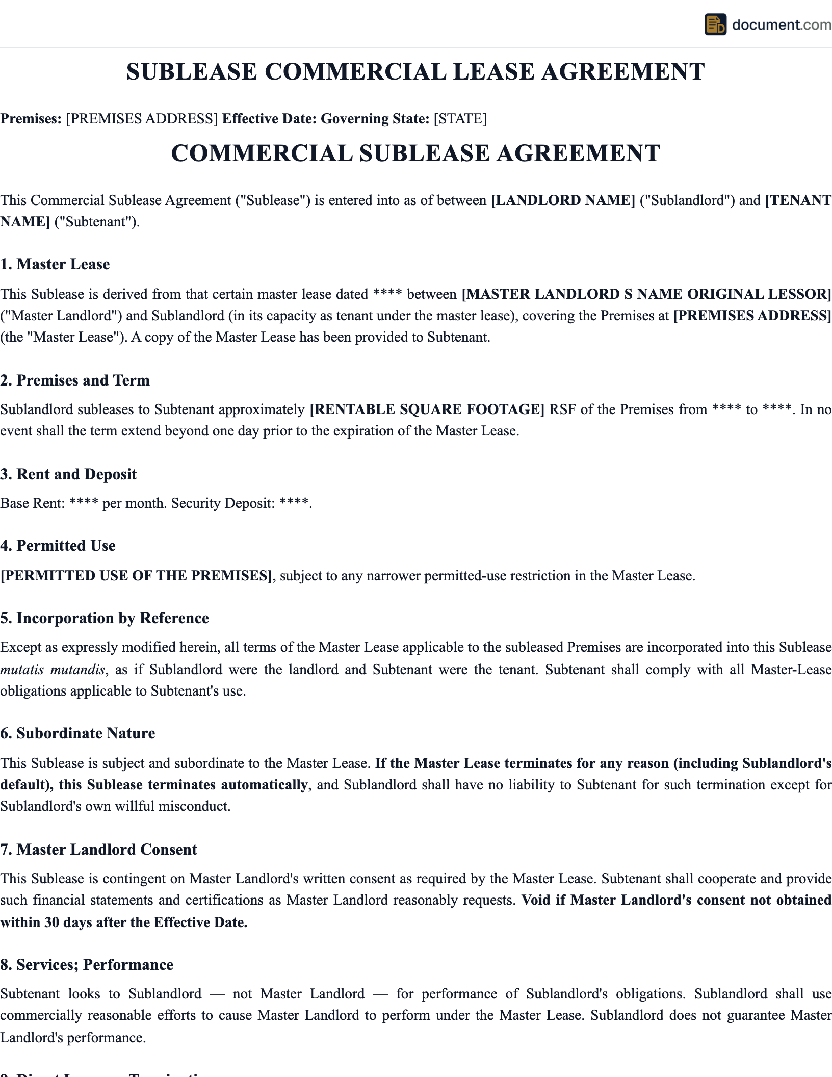 Commercial Sublease Office Lease Agreeme preview
