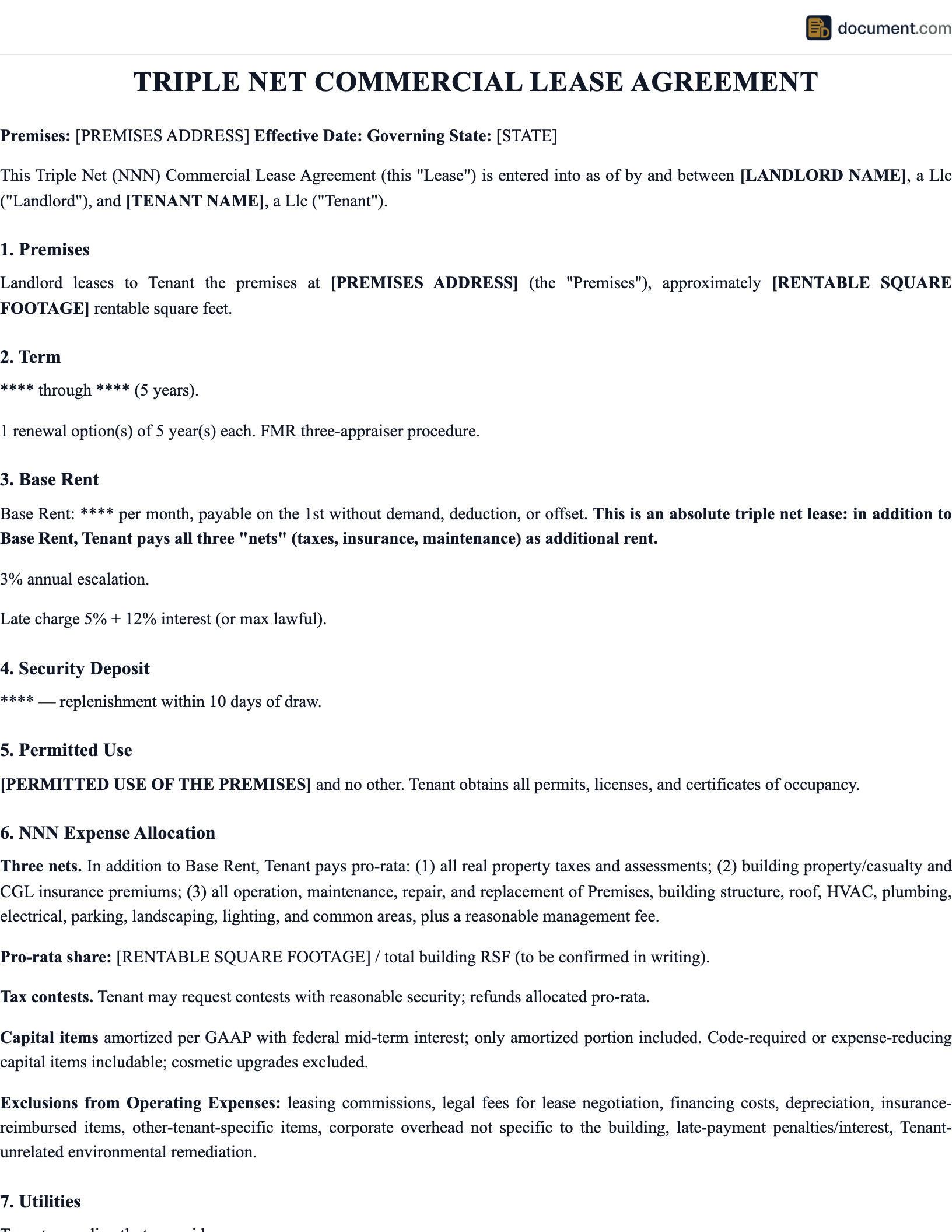 Commercial Triple Net Lease Agreement preview