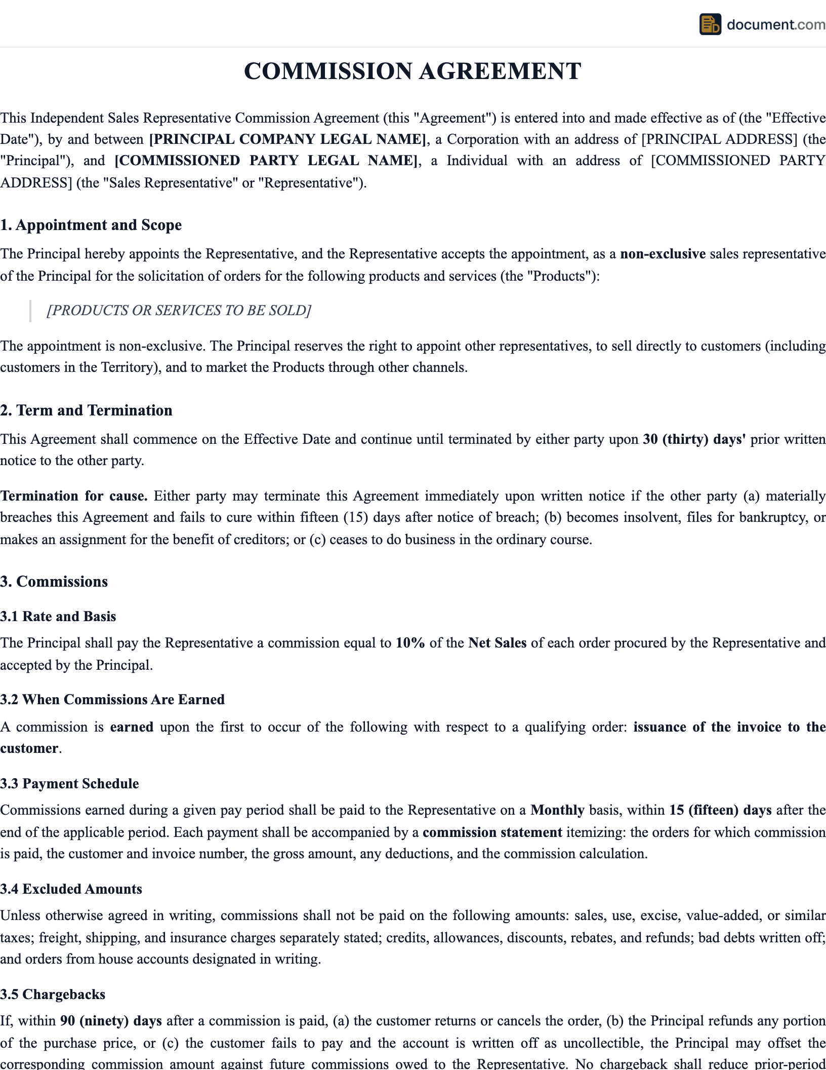 Commission Agreement preview