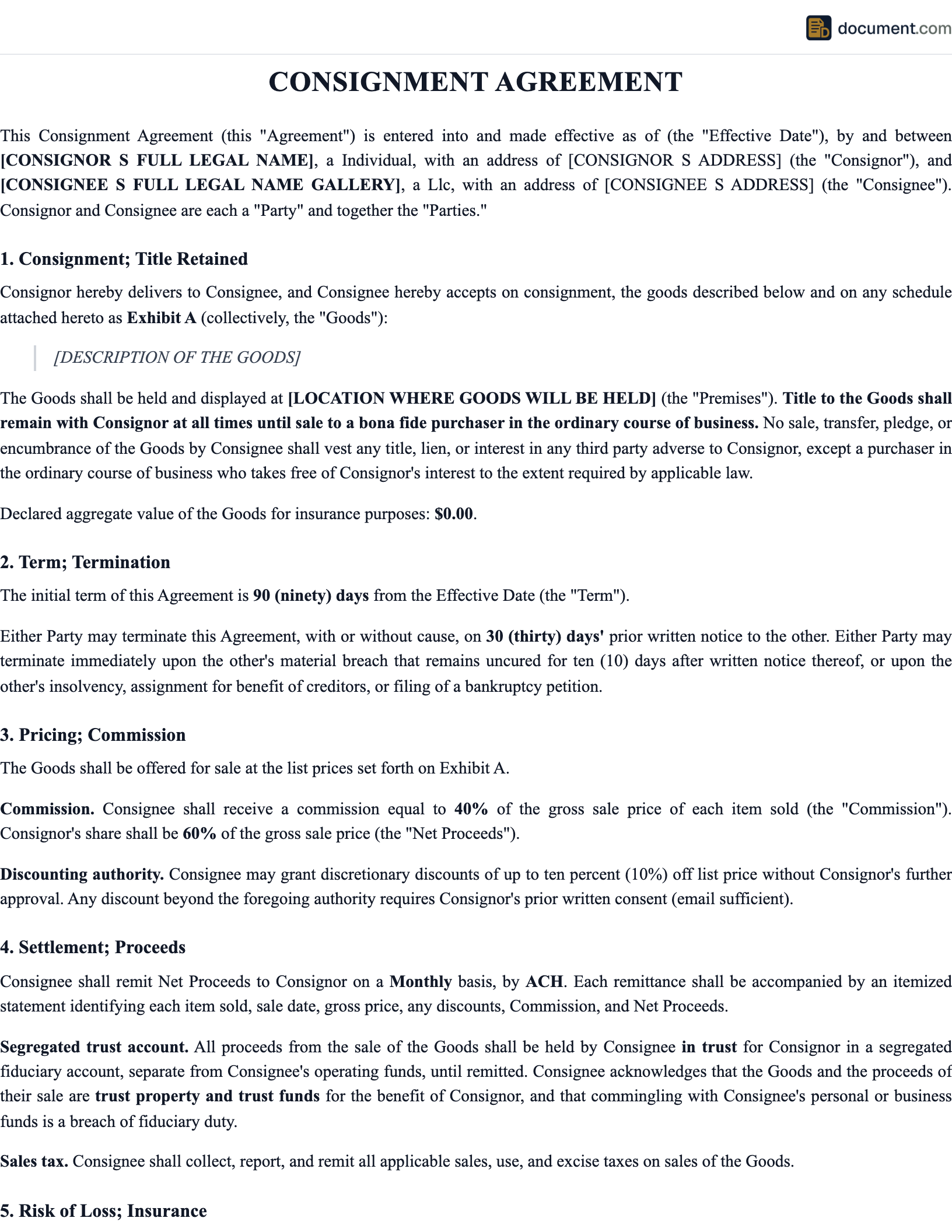 Consignment Agreement preview