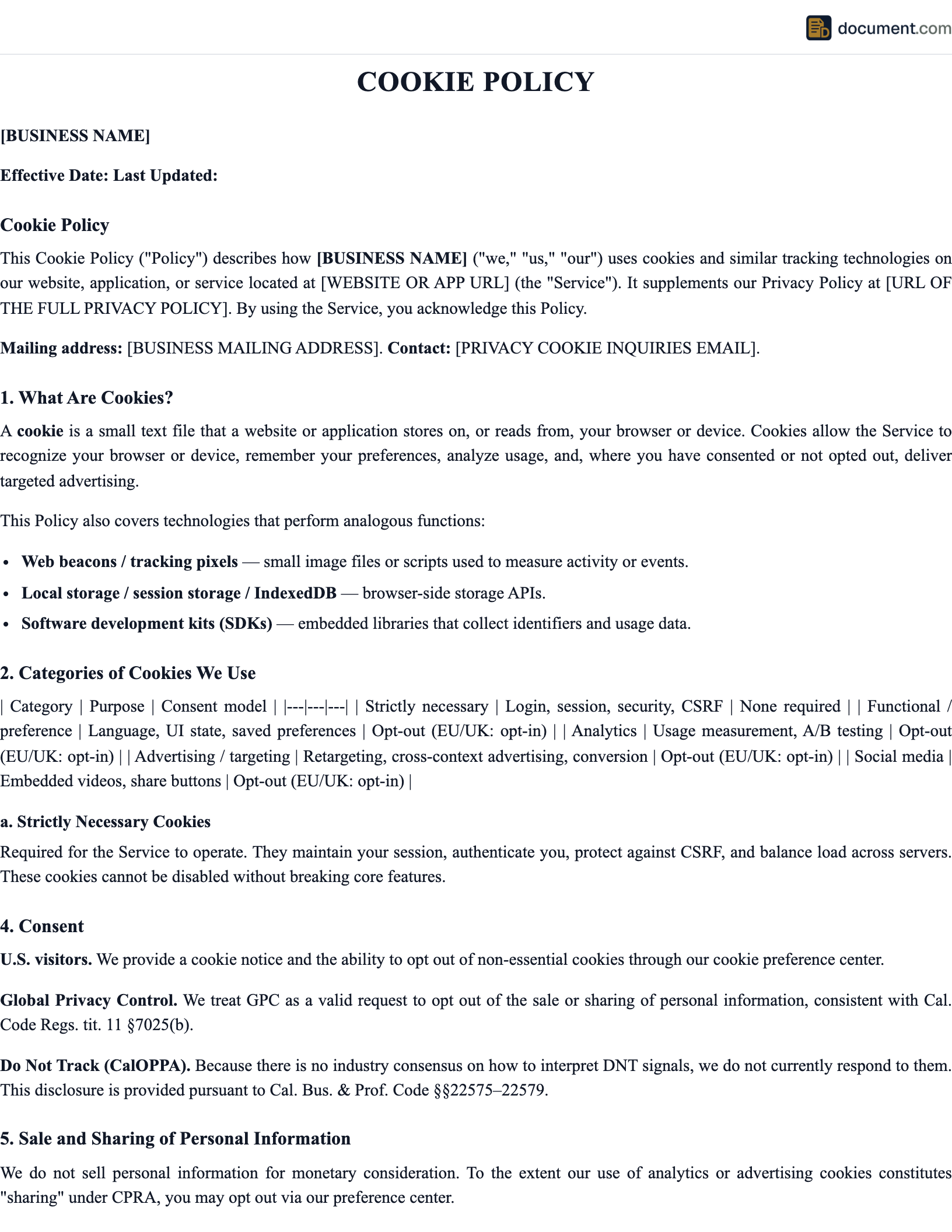 Cookie Policy preview