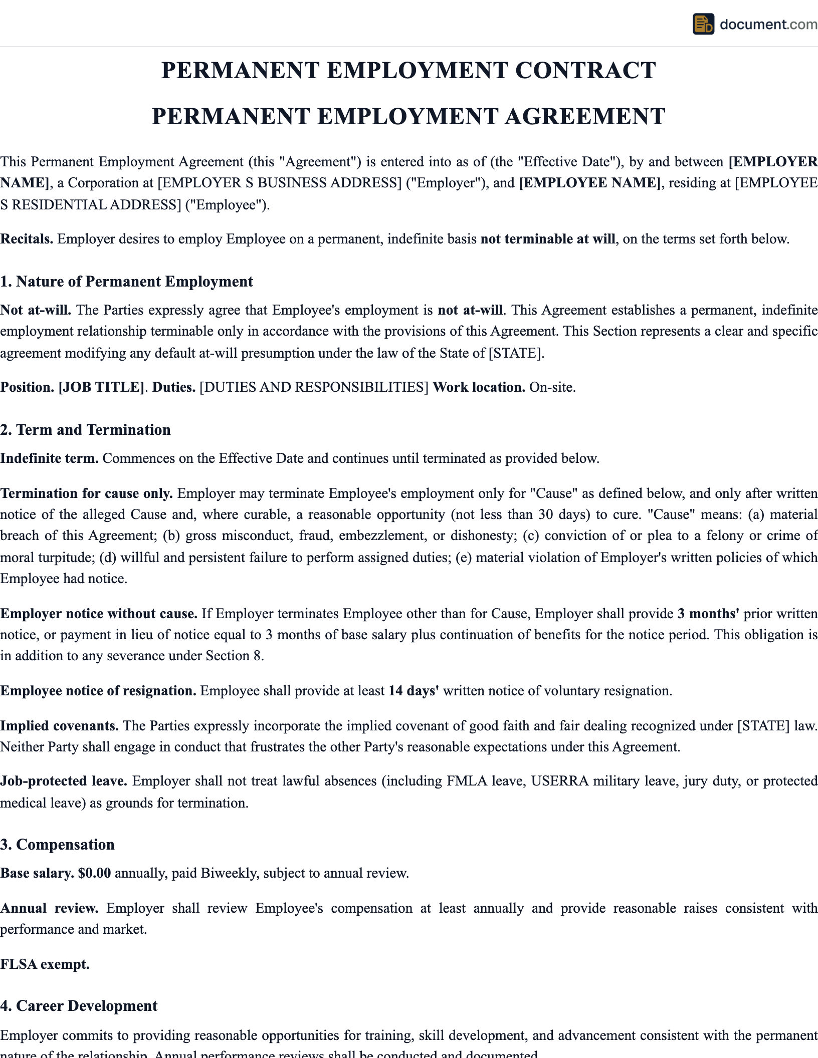 Permanent Employment Contract preview