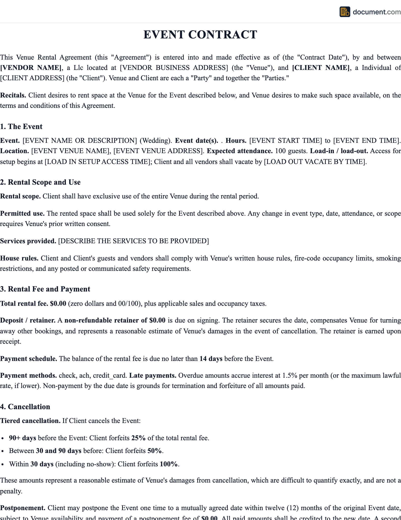 Event Contract preview