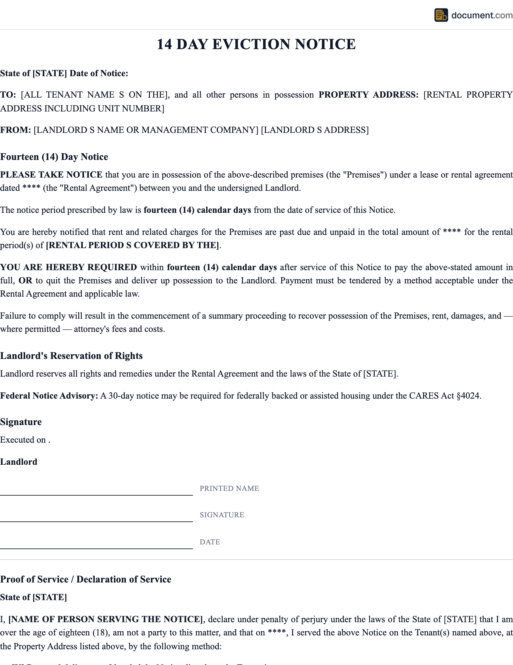 14 Day Eviction Notice preview