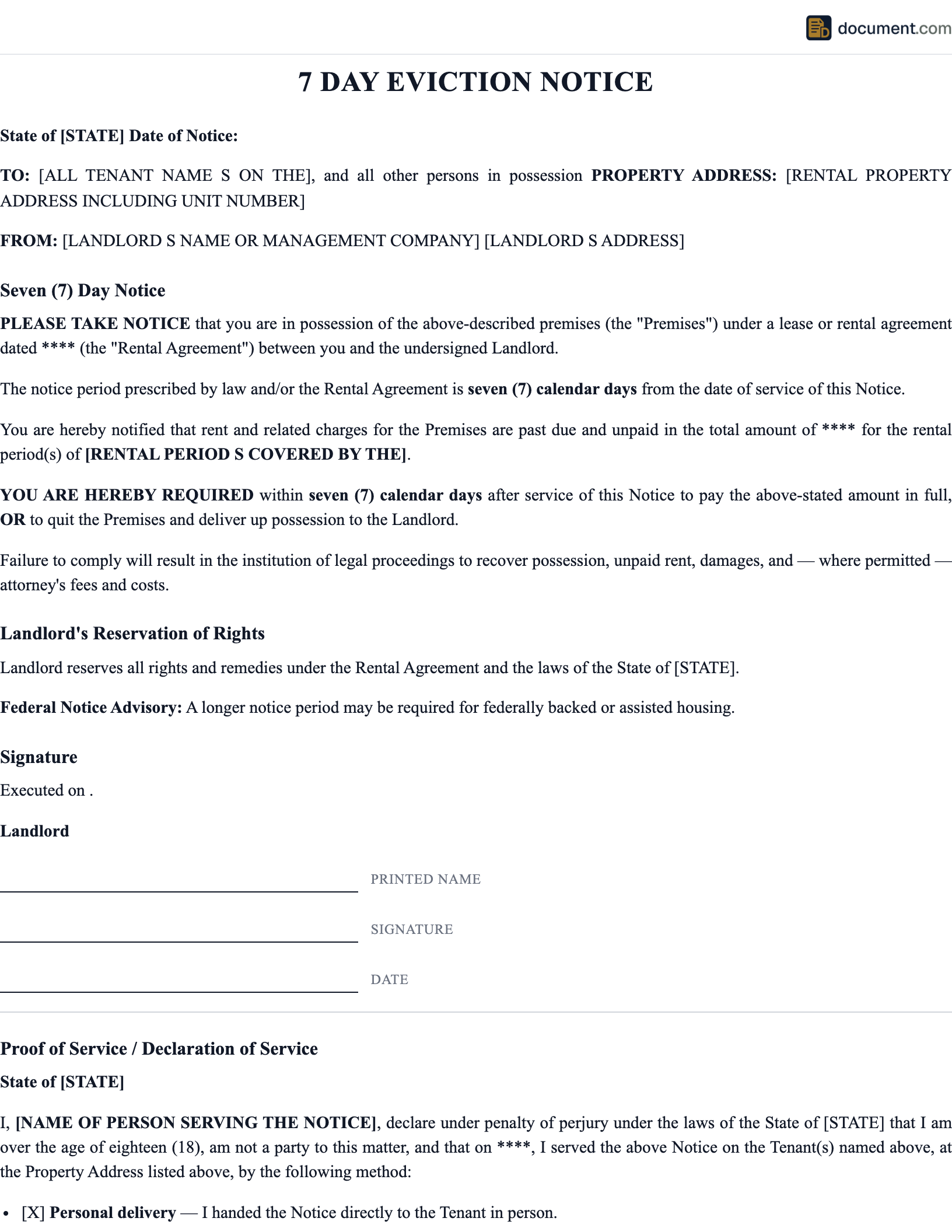 CA 7 Day Eviction Notice preview