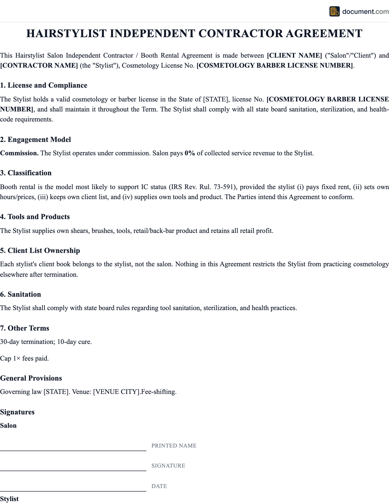 Independent Contractor Hairstylist Emplo preview