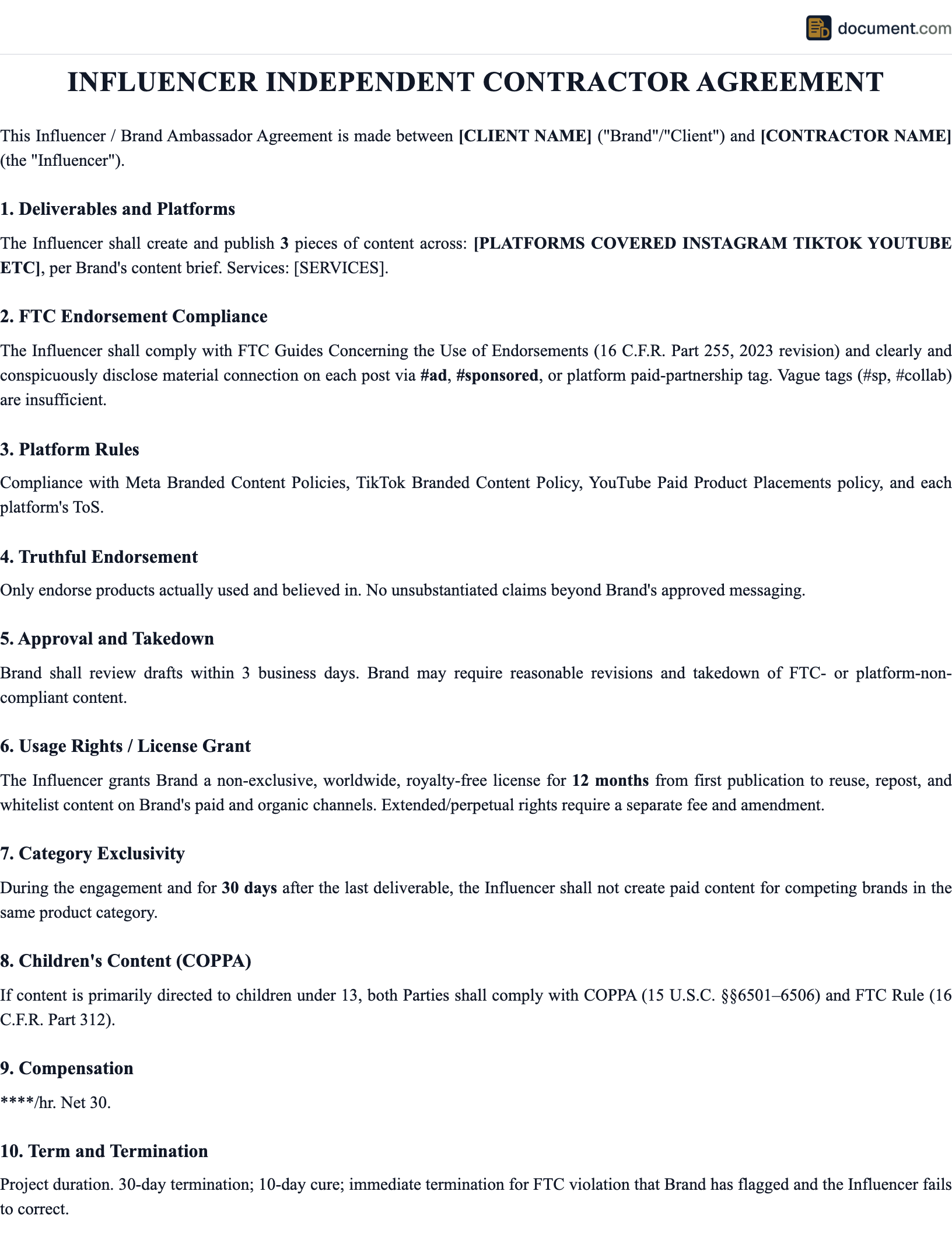 Independent Contractor Influencer Employ preview
