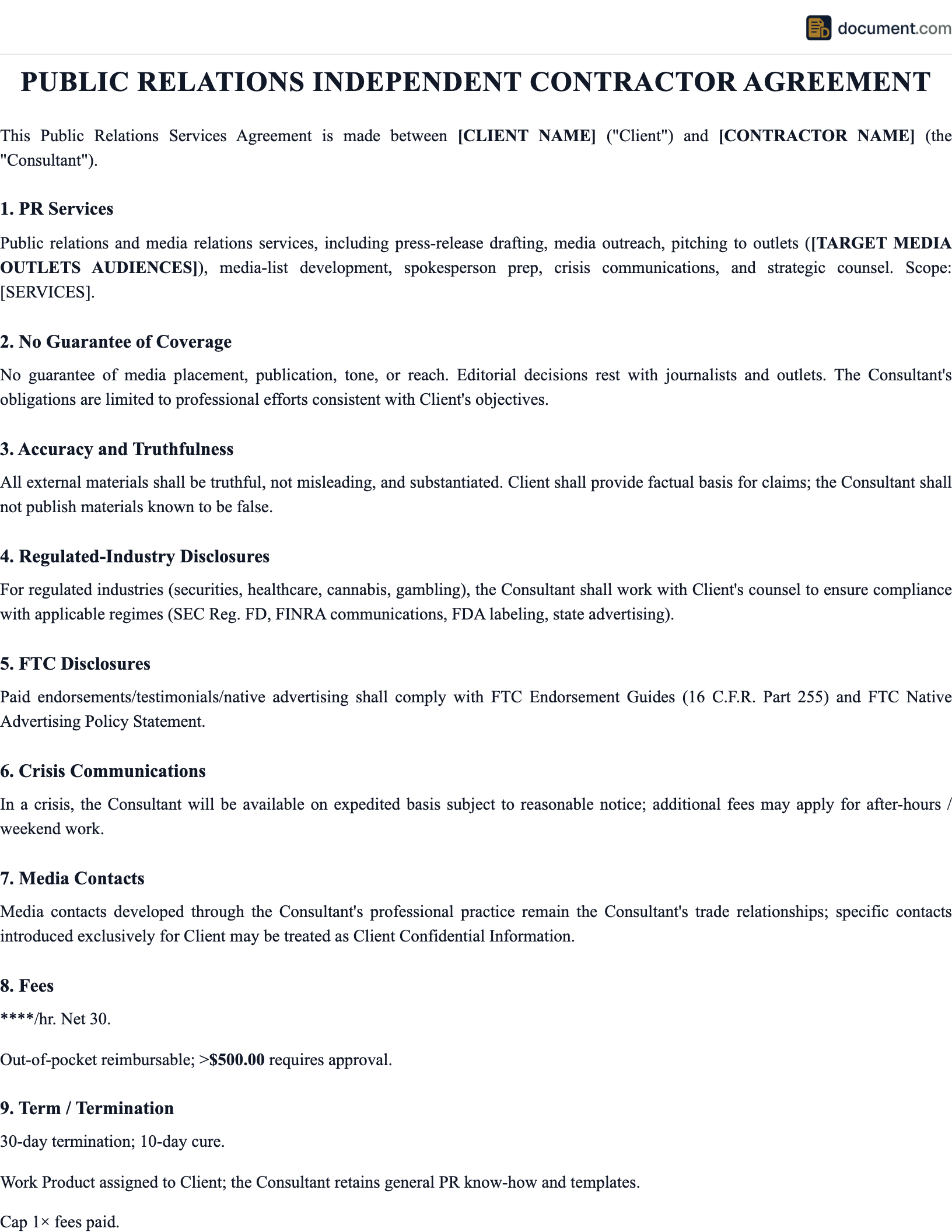 Independent Contractor Public Relations preview