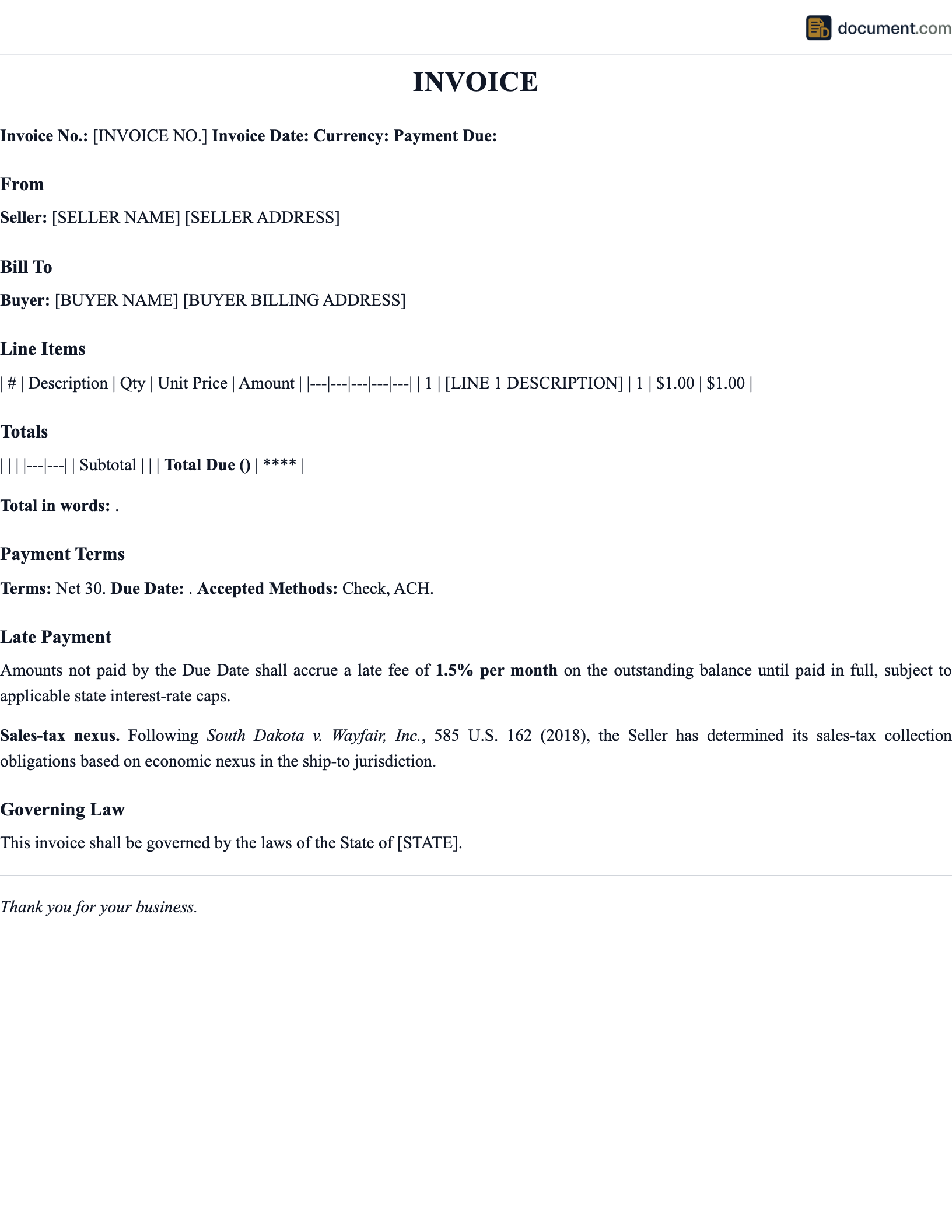 Invoice Template preview