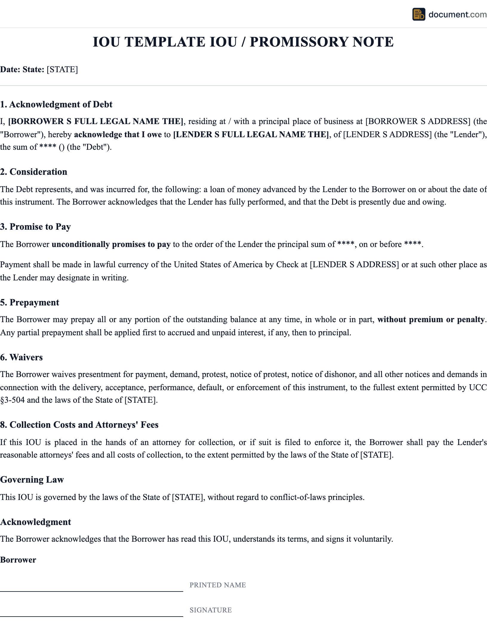 Iou Template preview