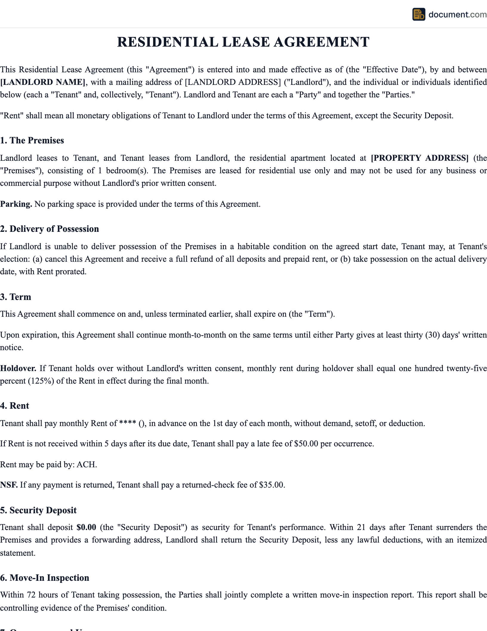 Lease Agreement preview