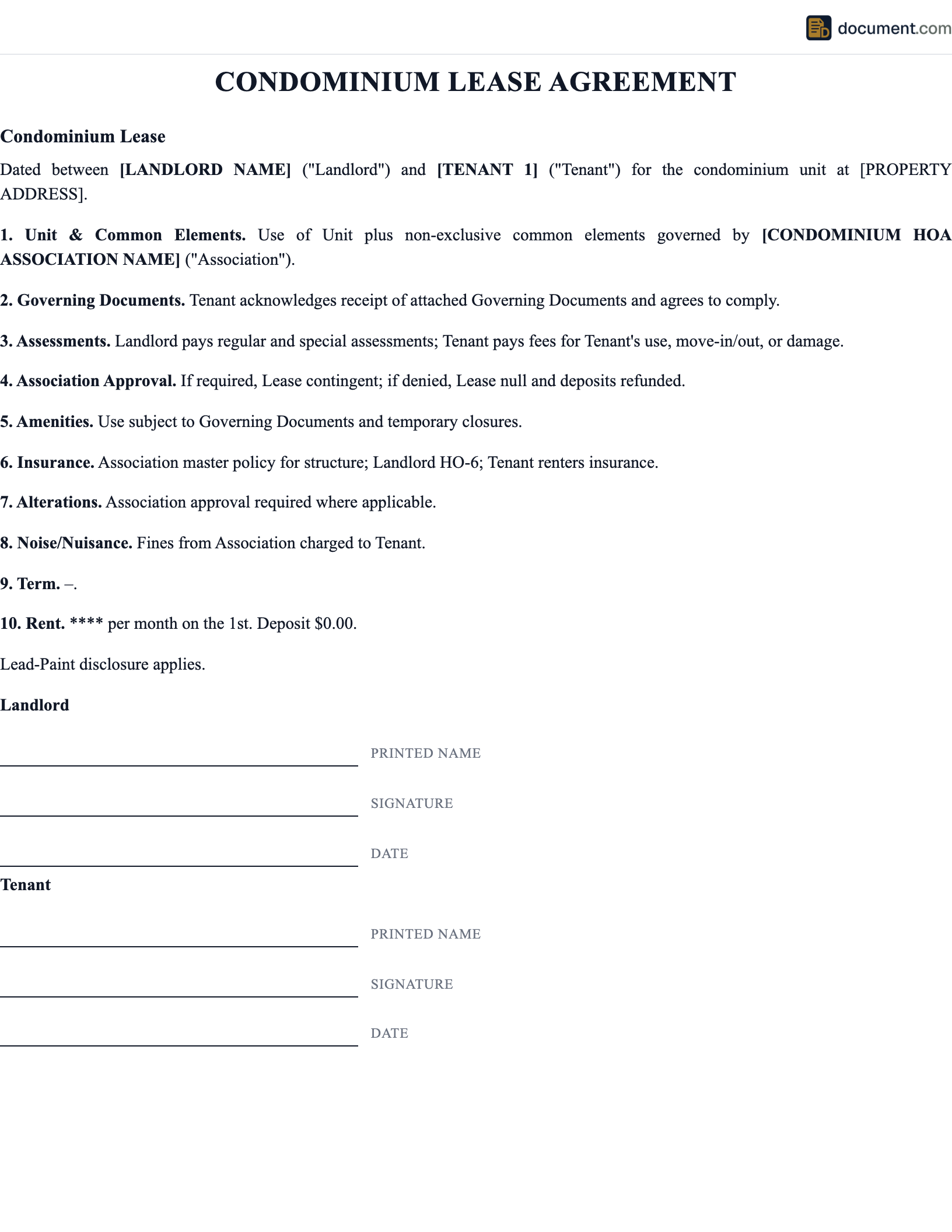 Condominium Lease Agreement preview