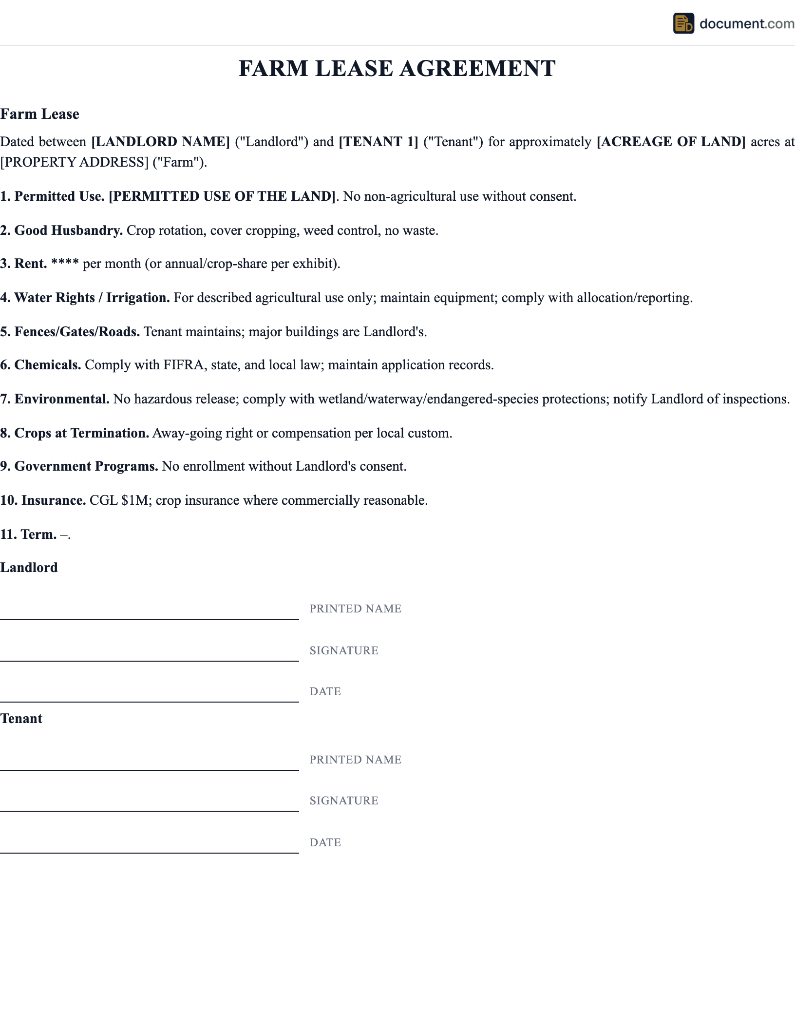 Farm Lease Agreement preview