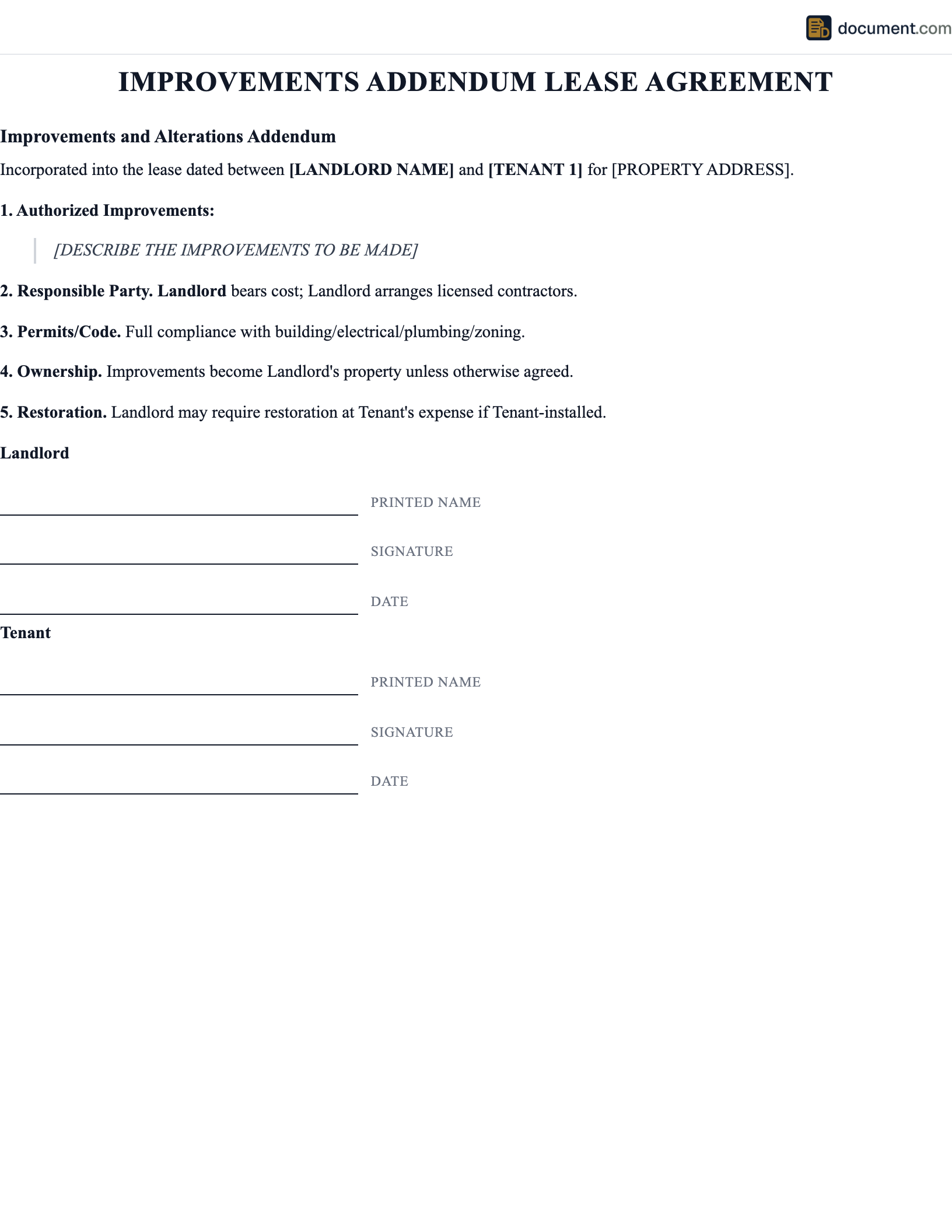 Improvements Addendum preview
