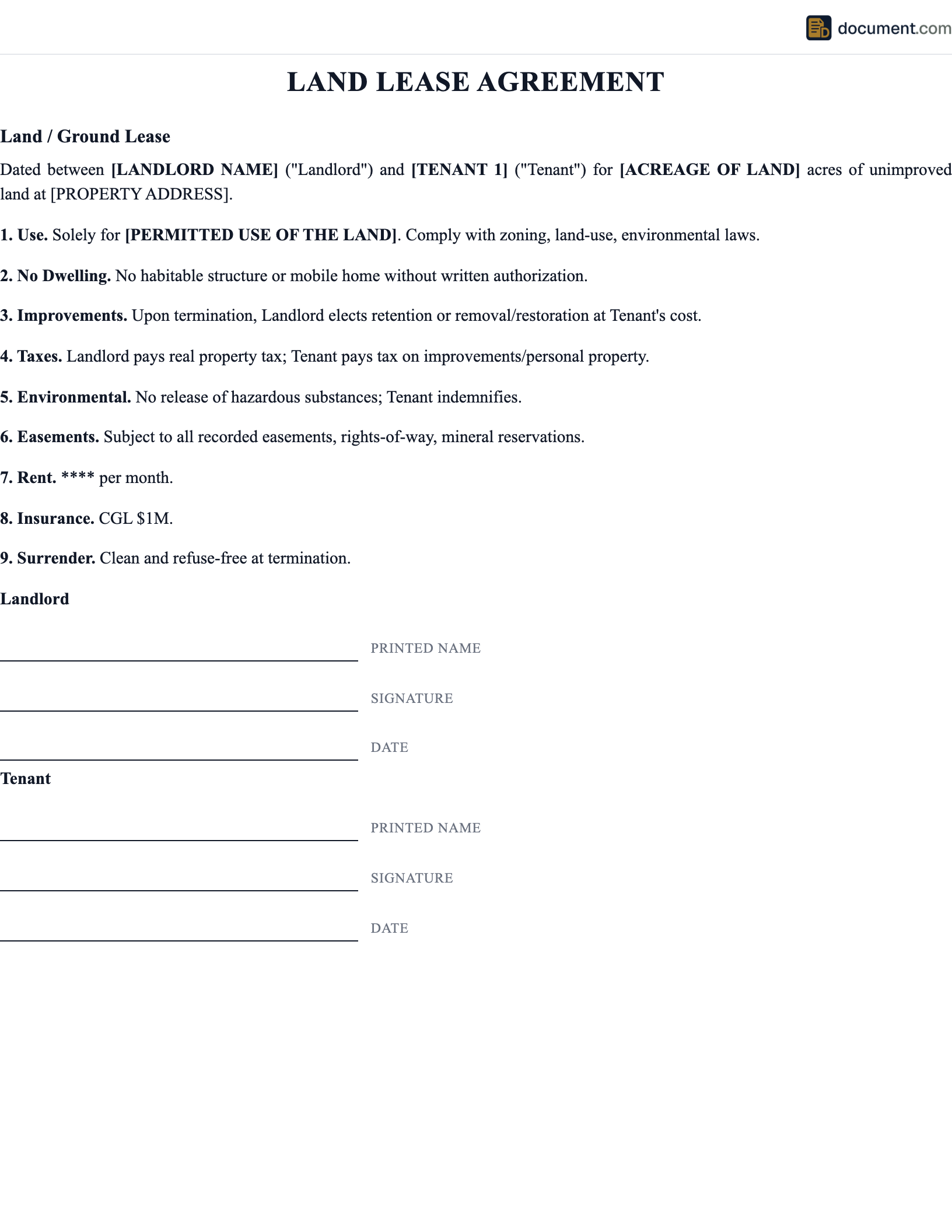 Land Lease Agreement preview
