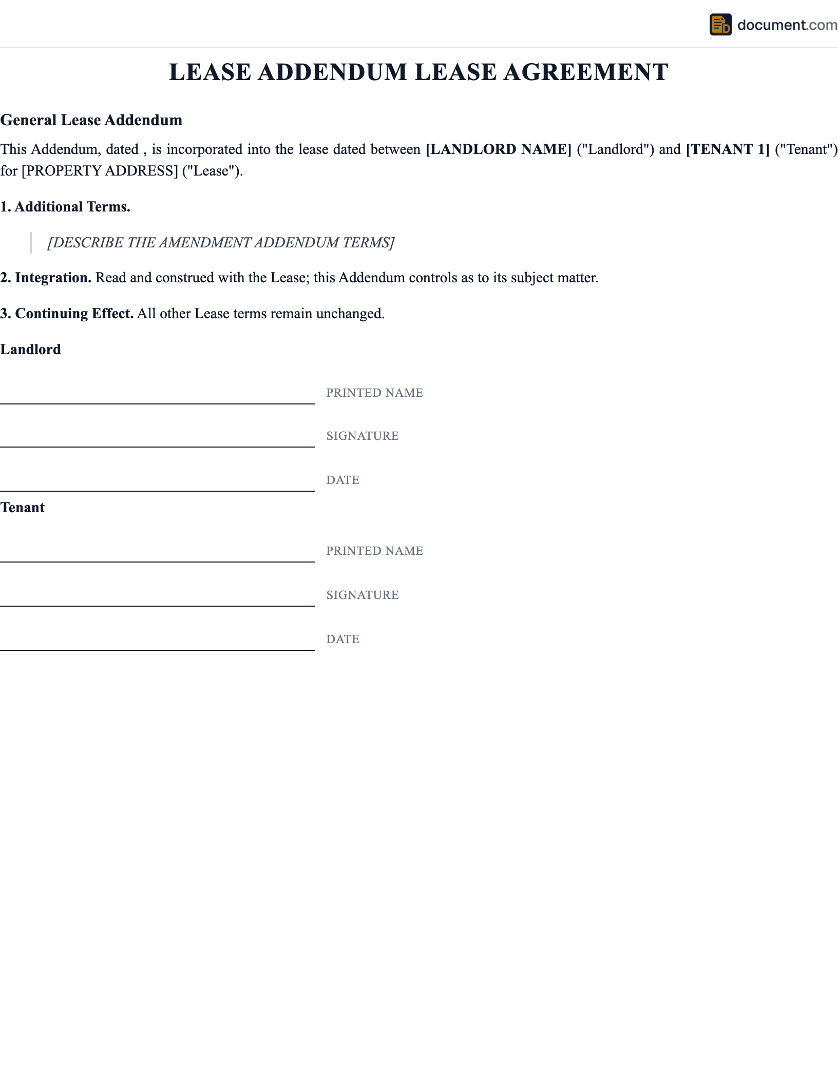Lease Addendum Lease Agreement preview