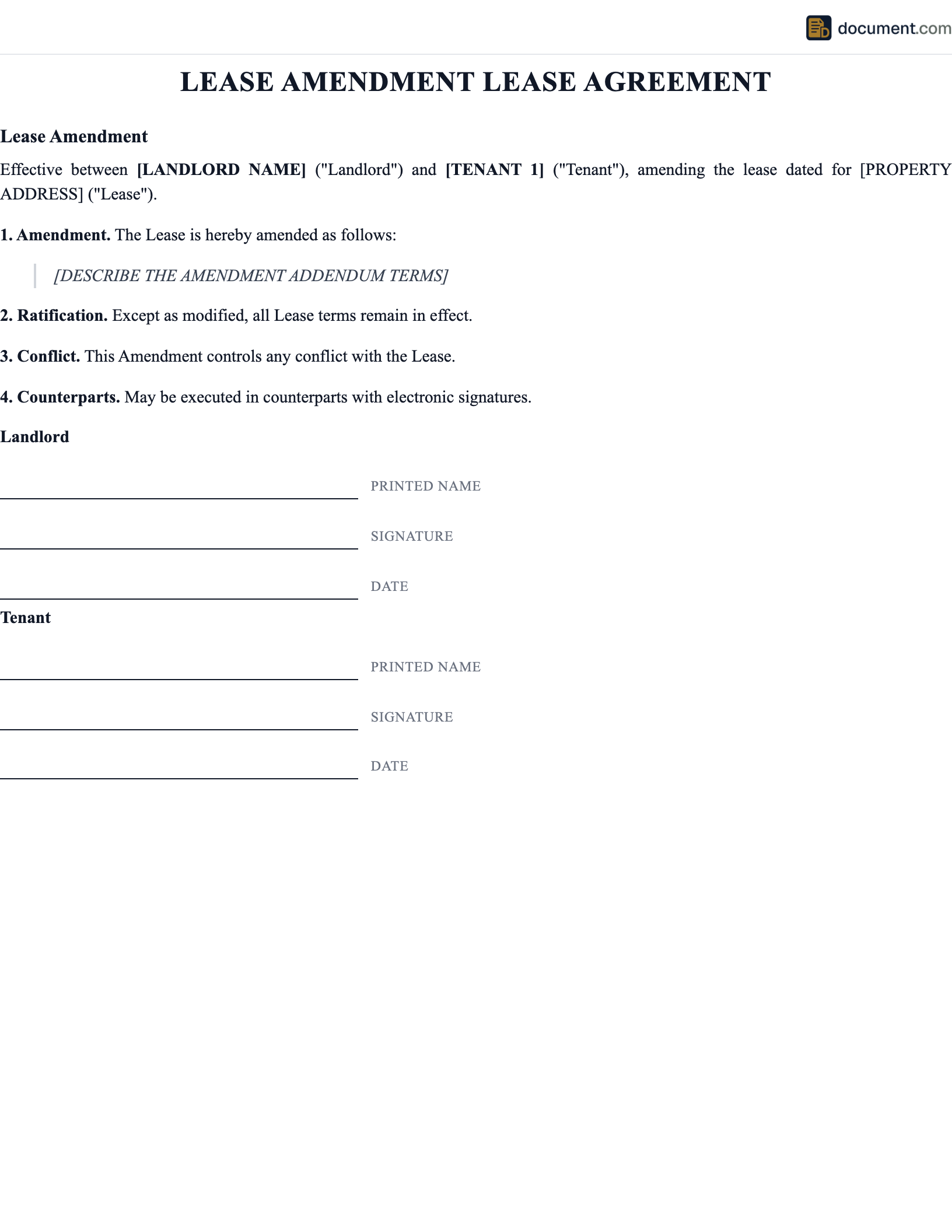 Lease Amendment Lease Agreement preview