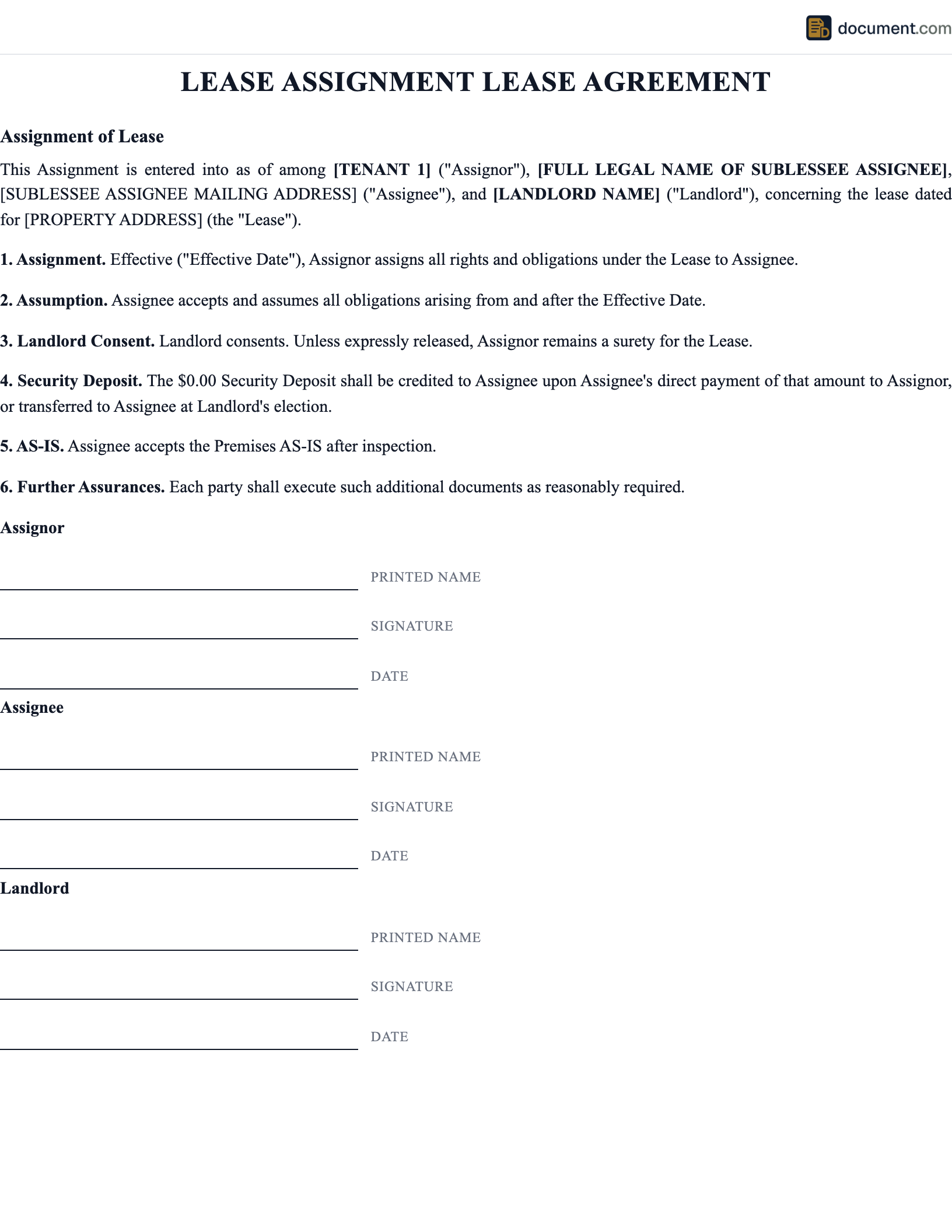 Lease Assignment preview