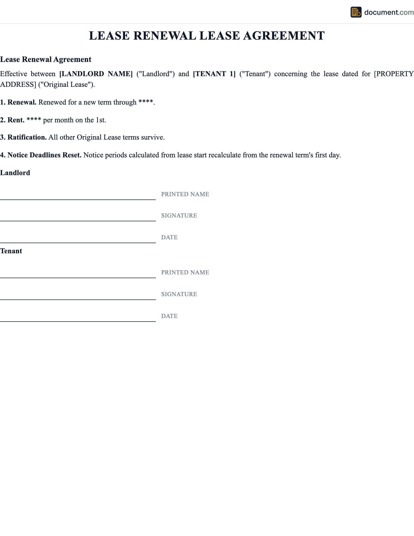 Lease Renewal Lease Agreement preview
