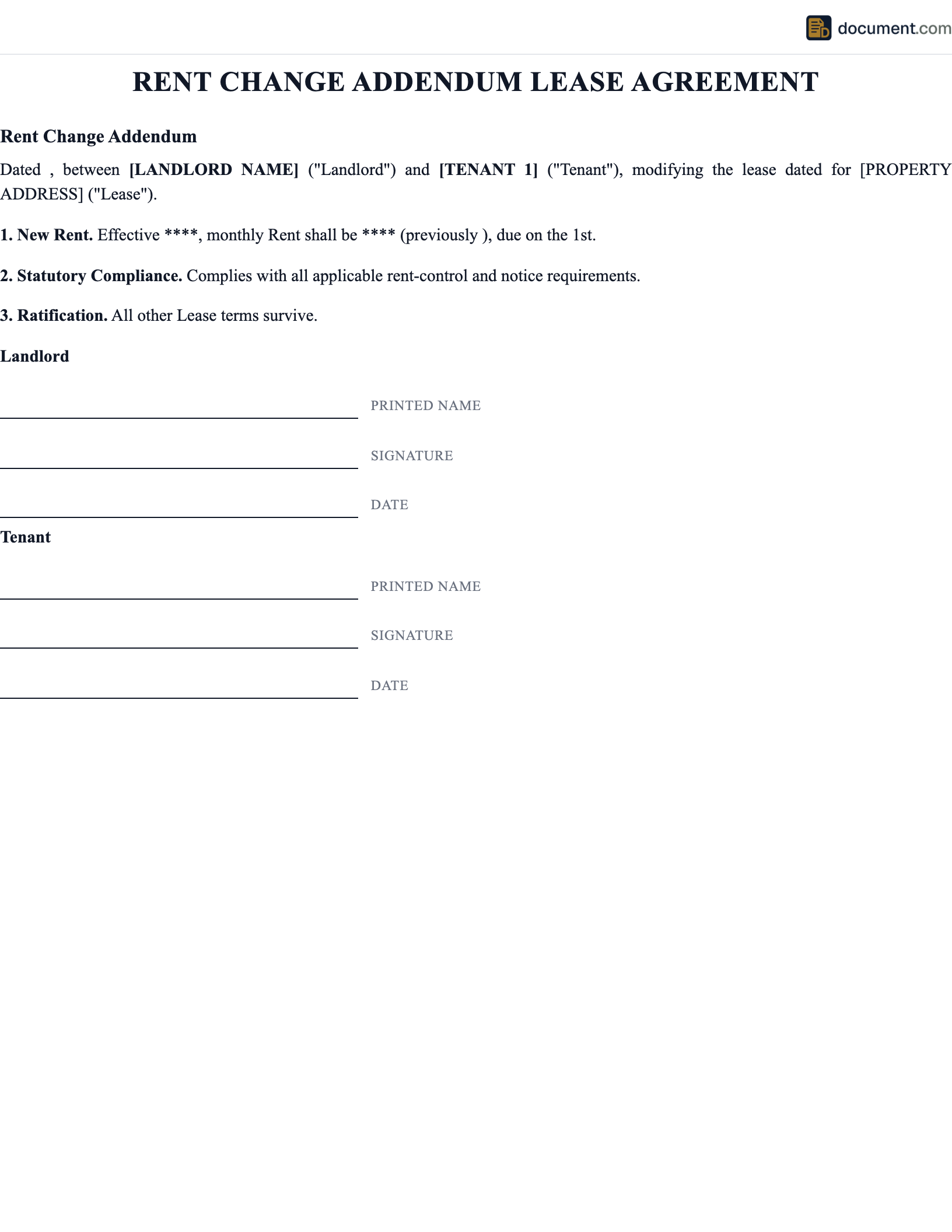 Rent Increase Addendum preview