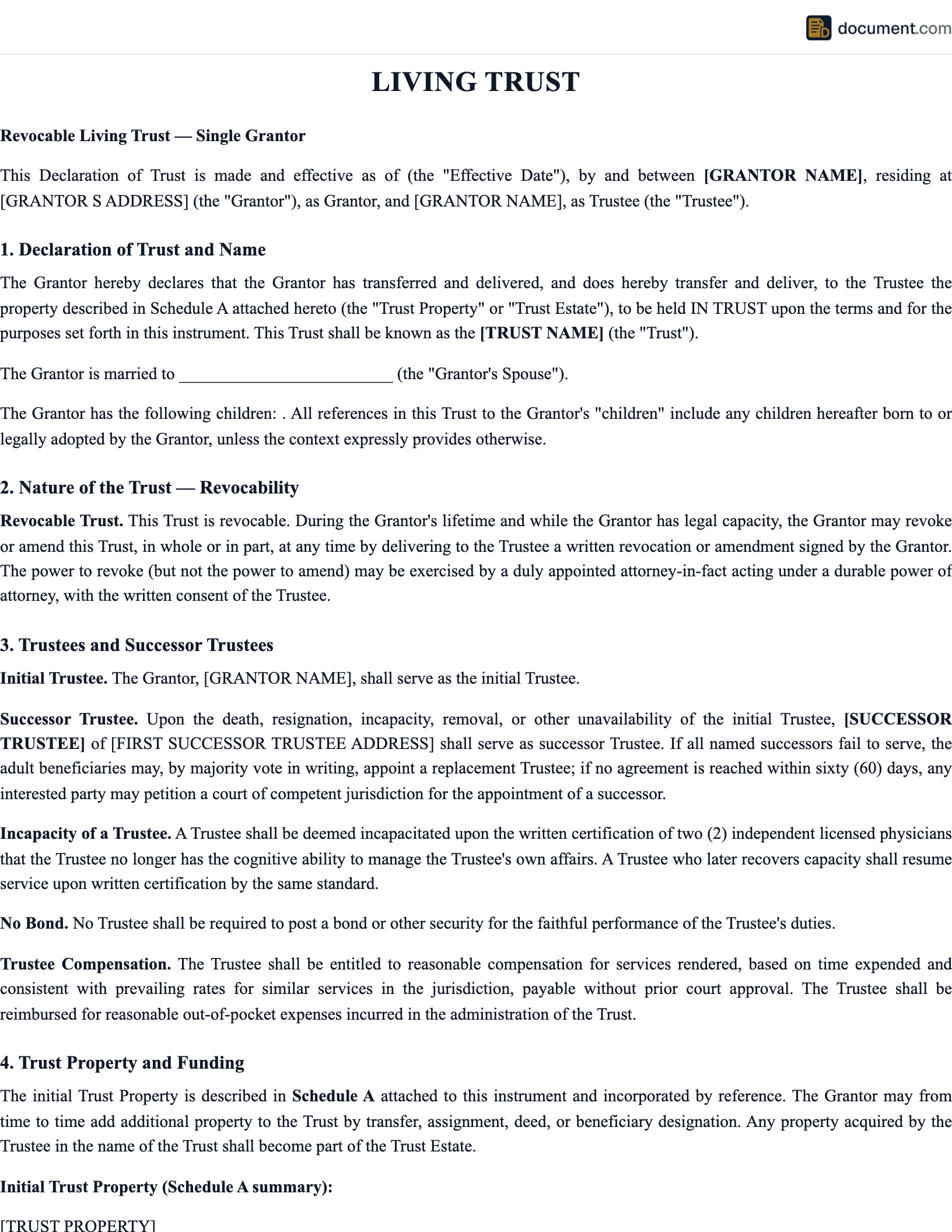 Living Trust preview