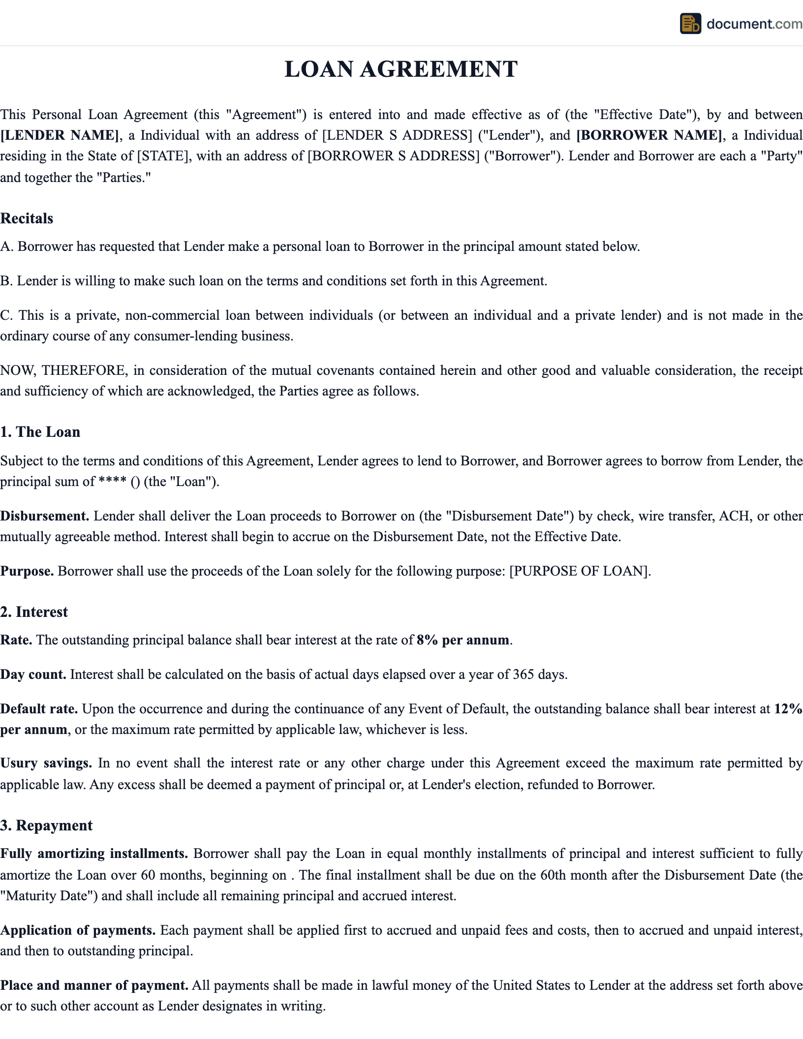 Loan Agreement preview