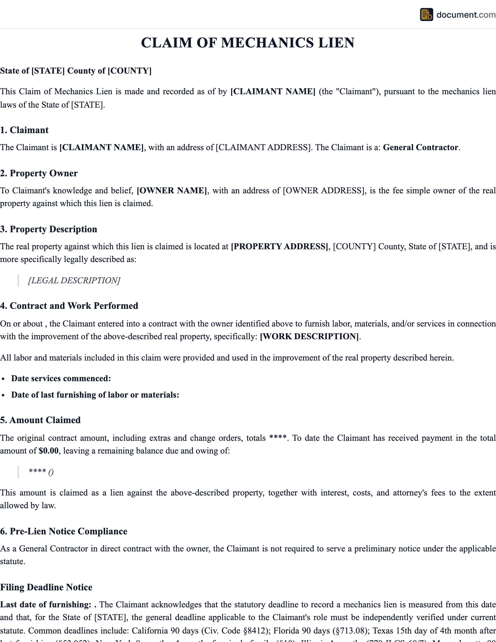 Mechanics Lien preview