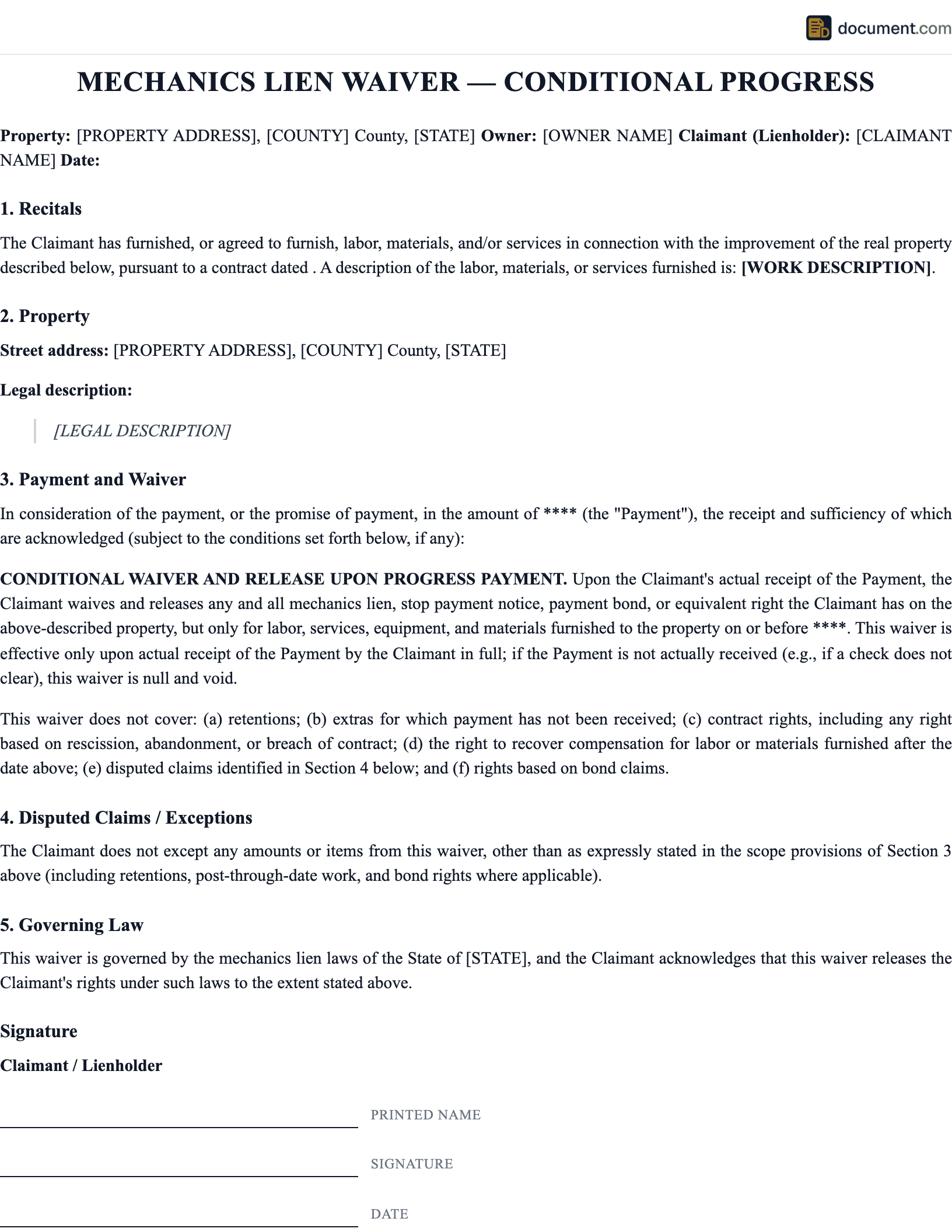 Lien Waiver Mechanics Lien preview