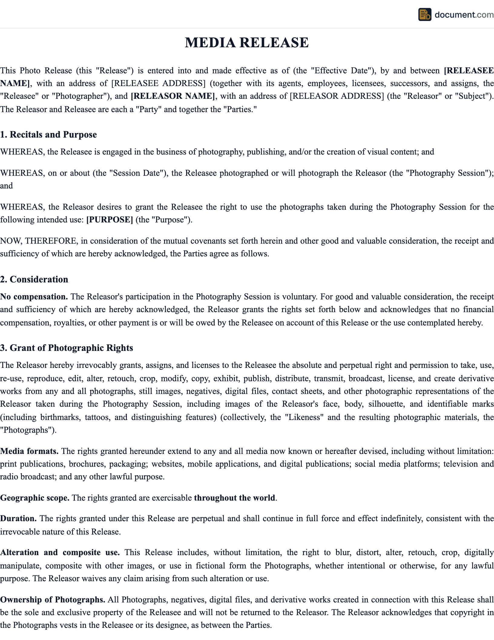 Photo Release Form preview