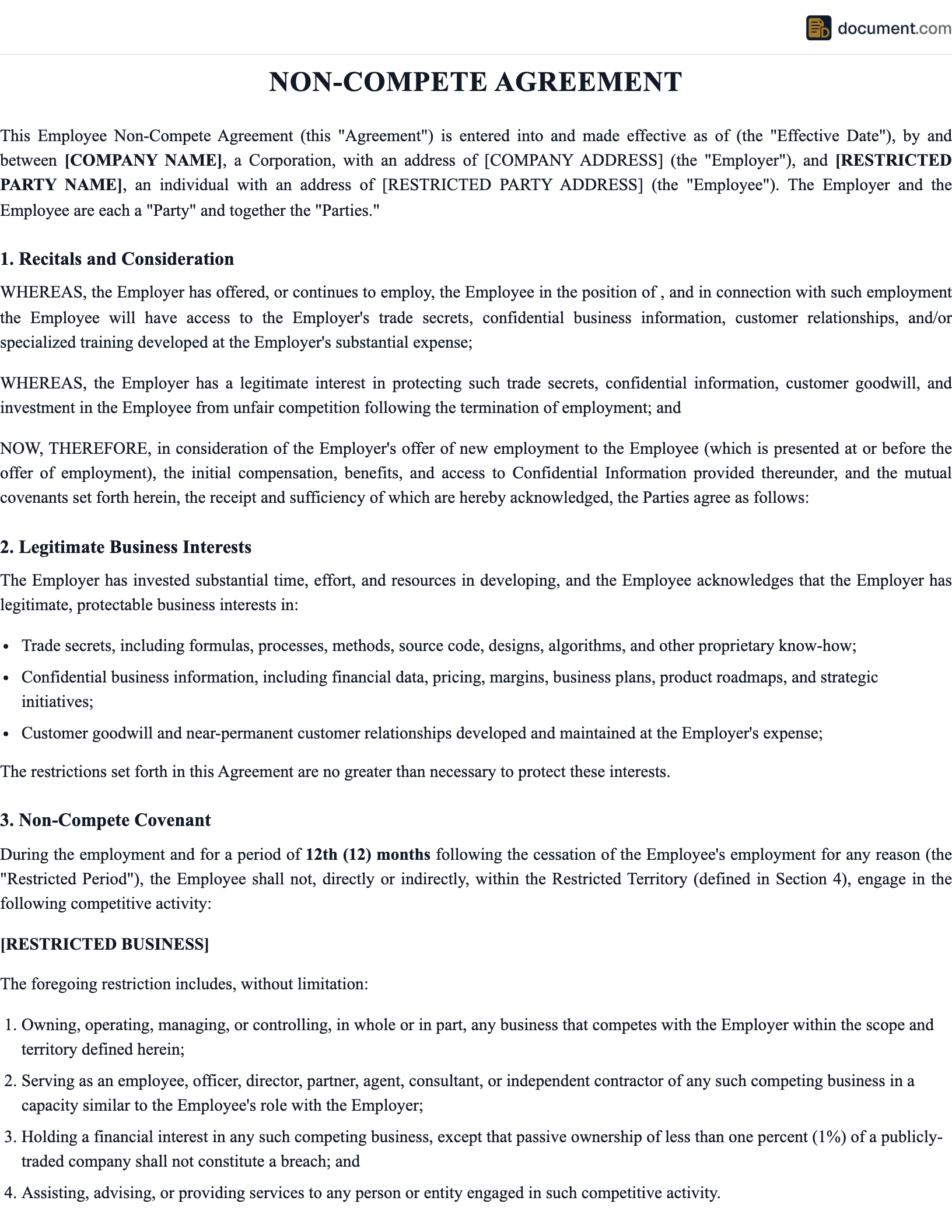 SD Non Compete Agreement preview