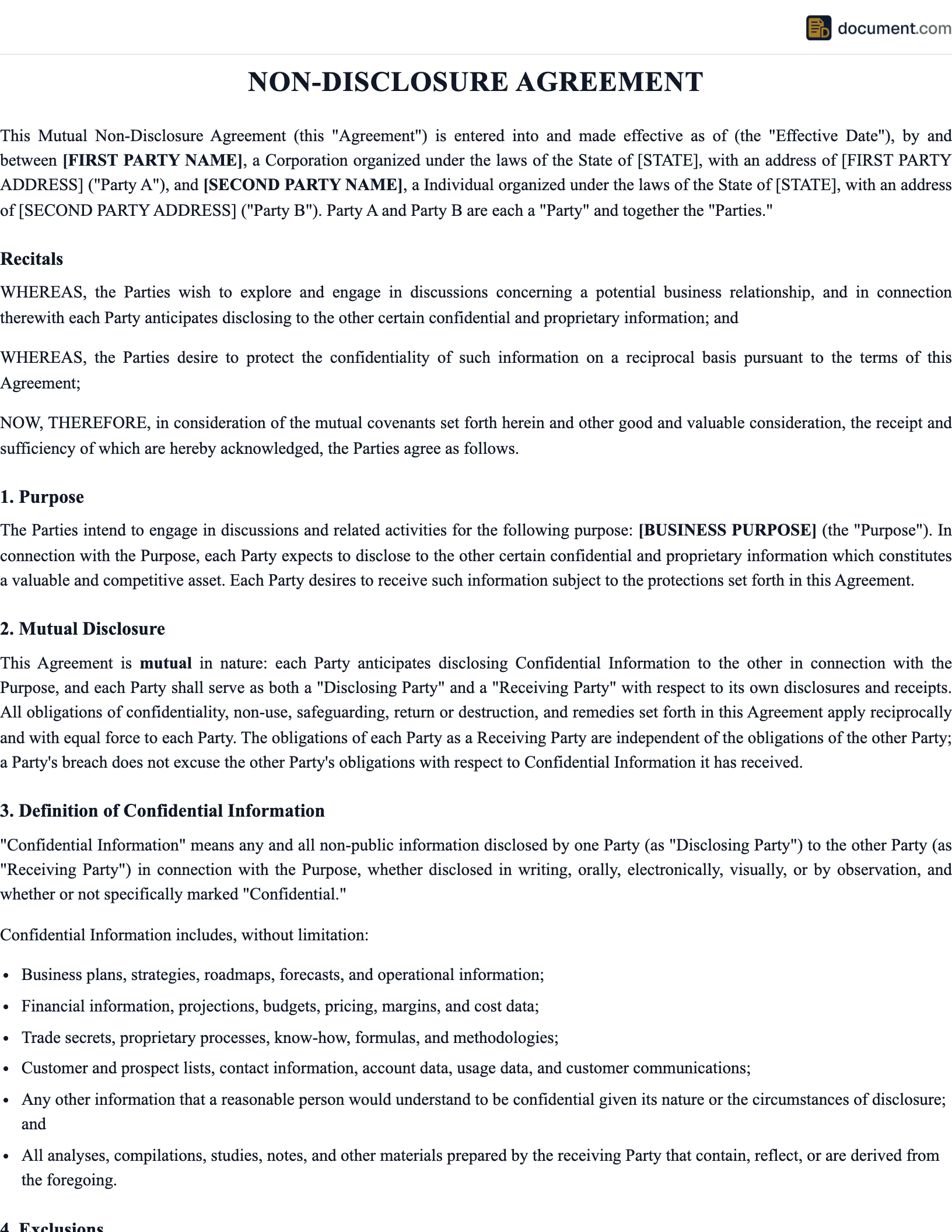 Non-Disclosure Agreement preview