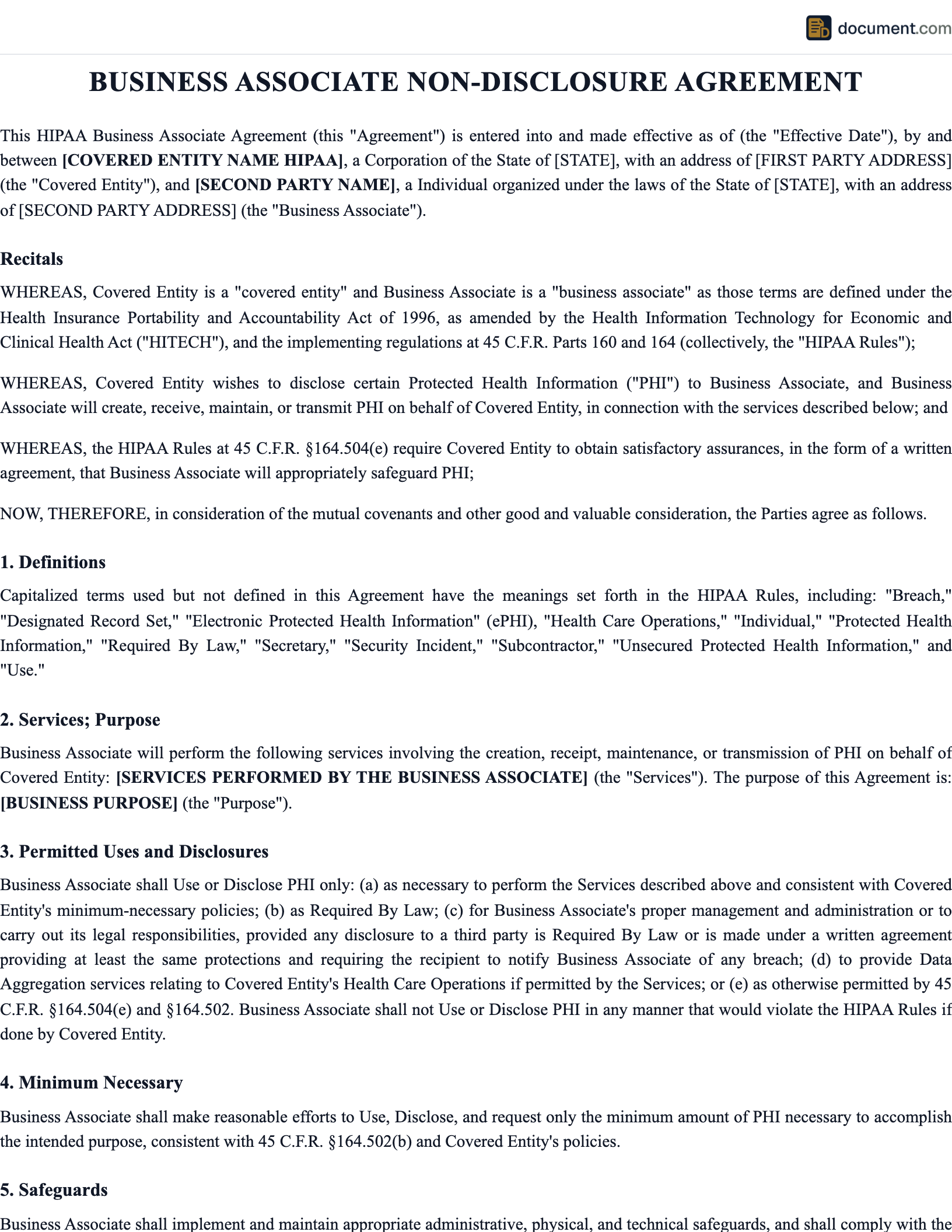 Business Associate Non Disclosure Agreem preview