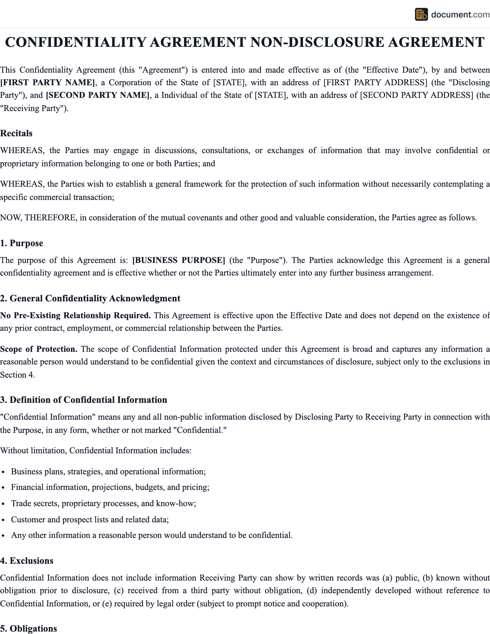 Confidentiality Agreement Non Disclosure preview