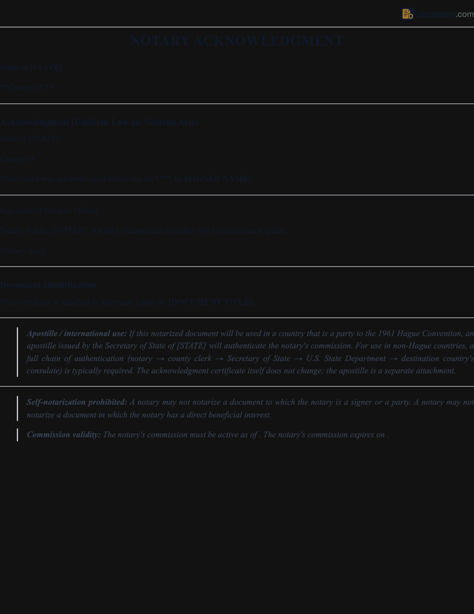 Notary Acknowledgment preview