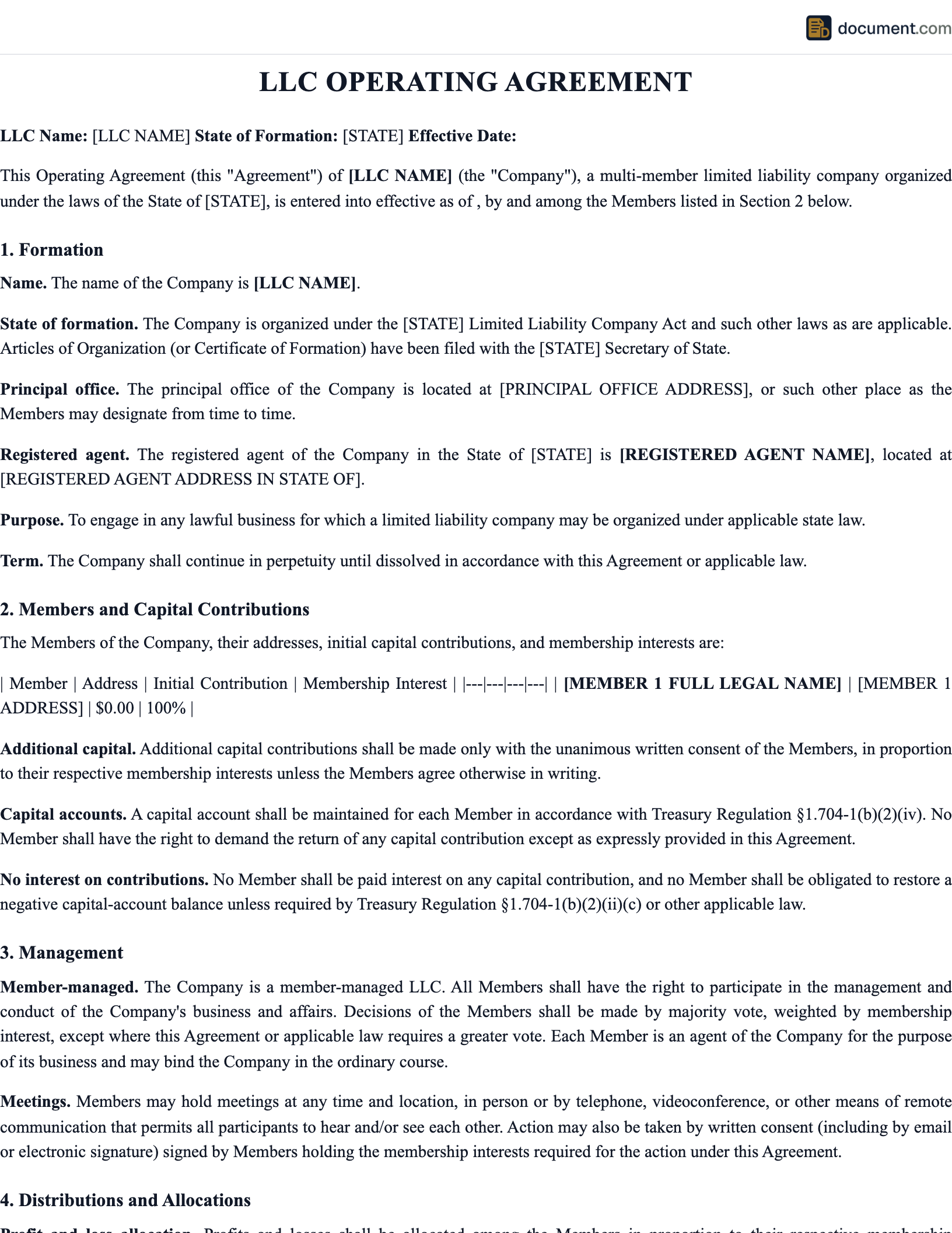 Llc Operating Agreement preview