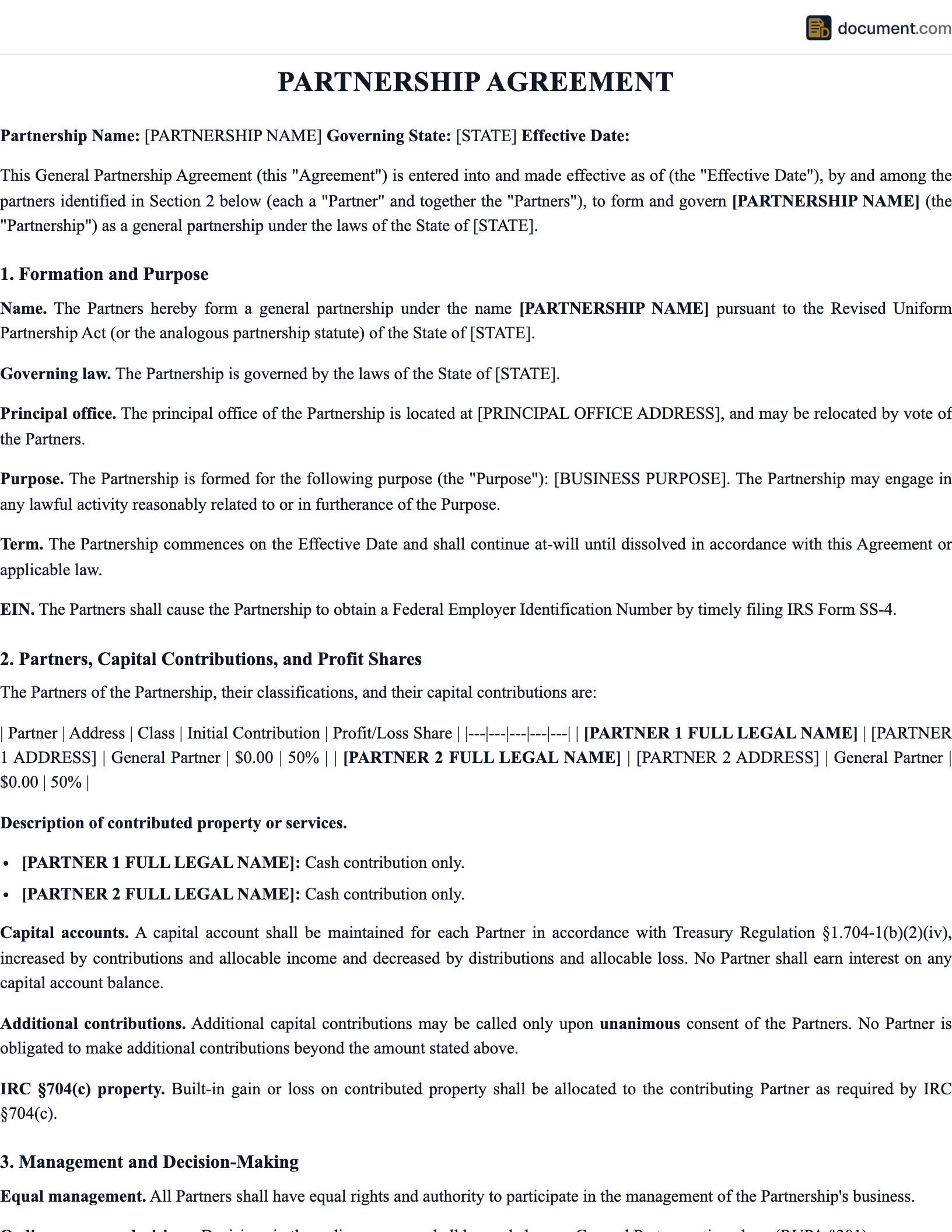 Partnership Agreement preview