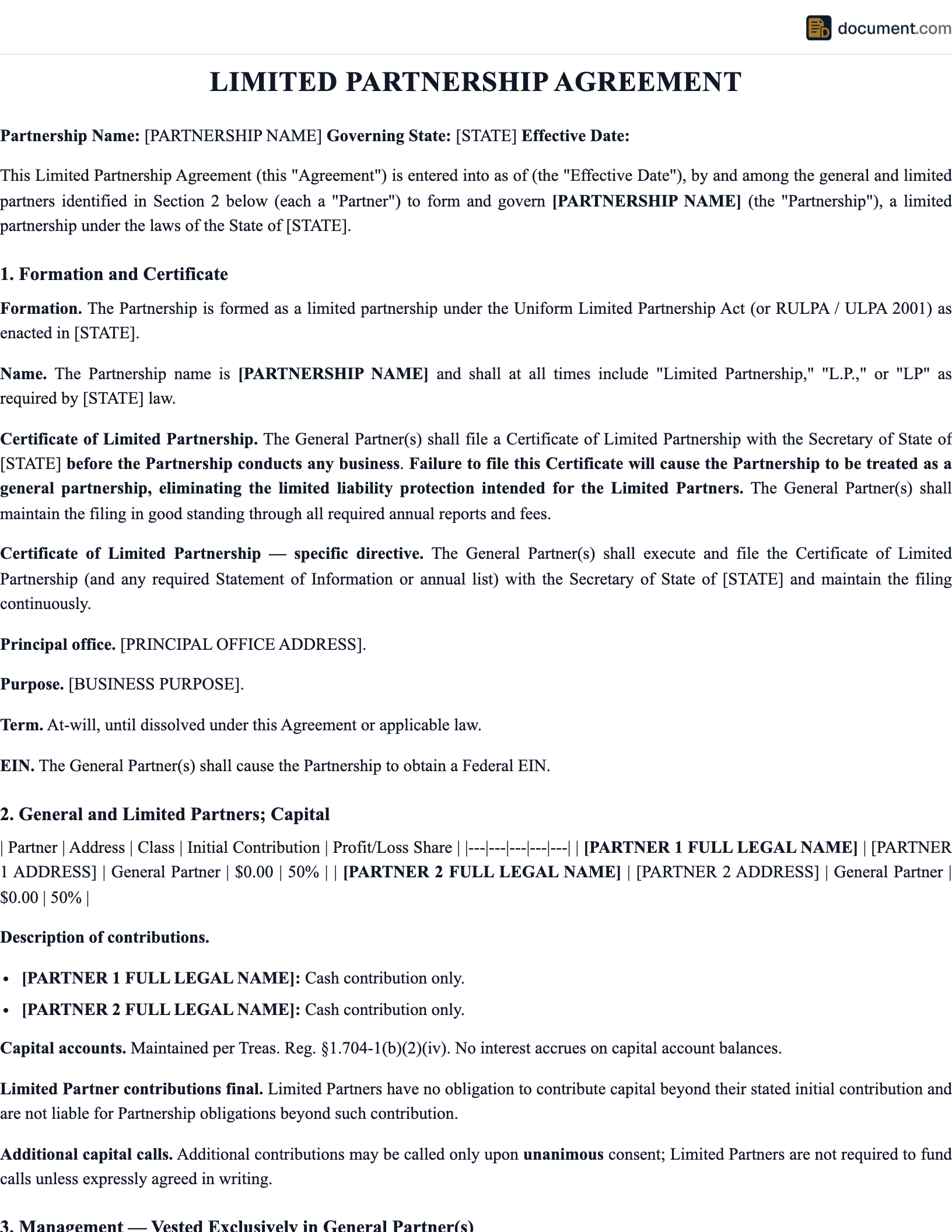 Limited Partnership Agreement preview