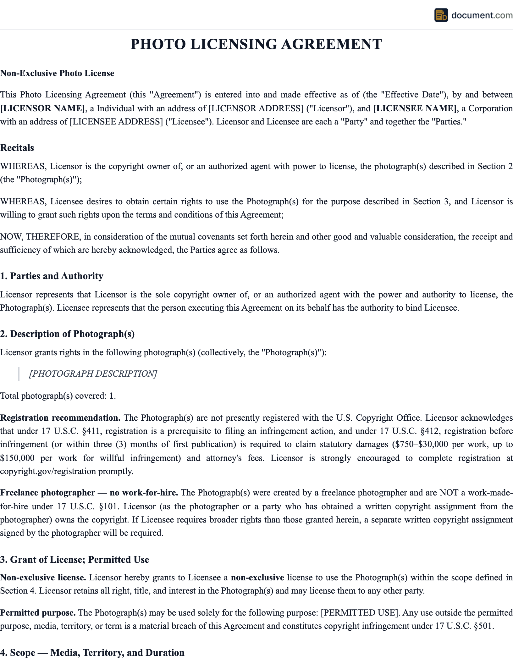 Photo Licensing Agreement preview