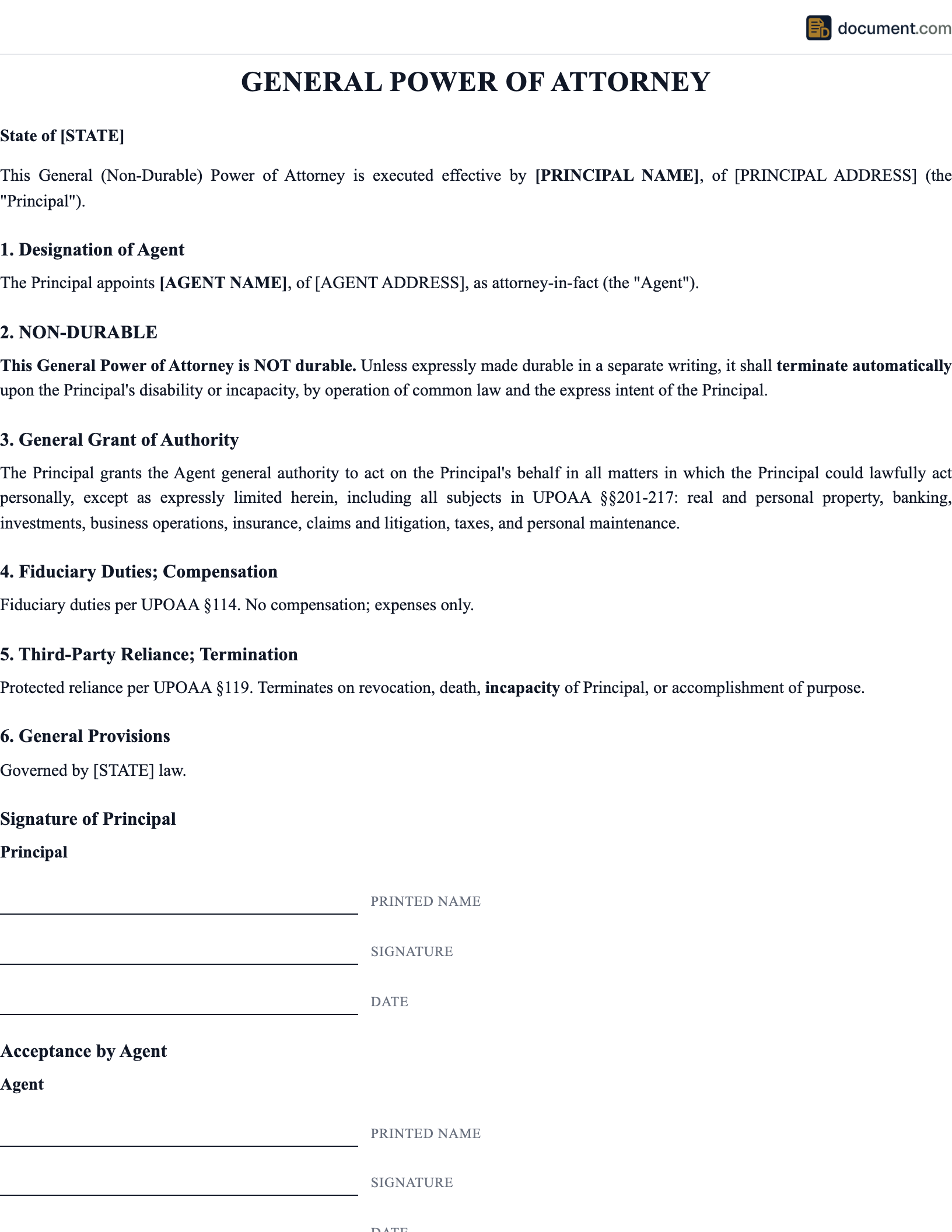 NV Power of Attorney preview