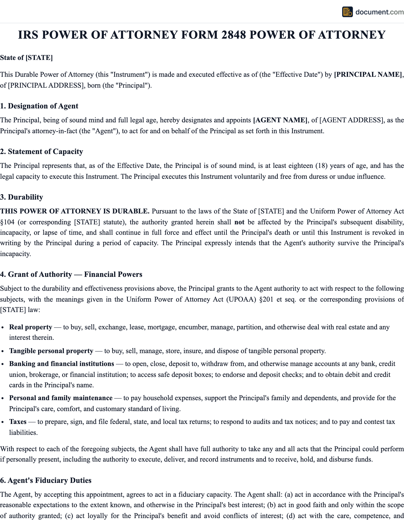 IRS Form 2848 preview