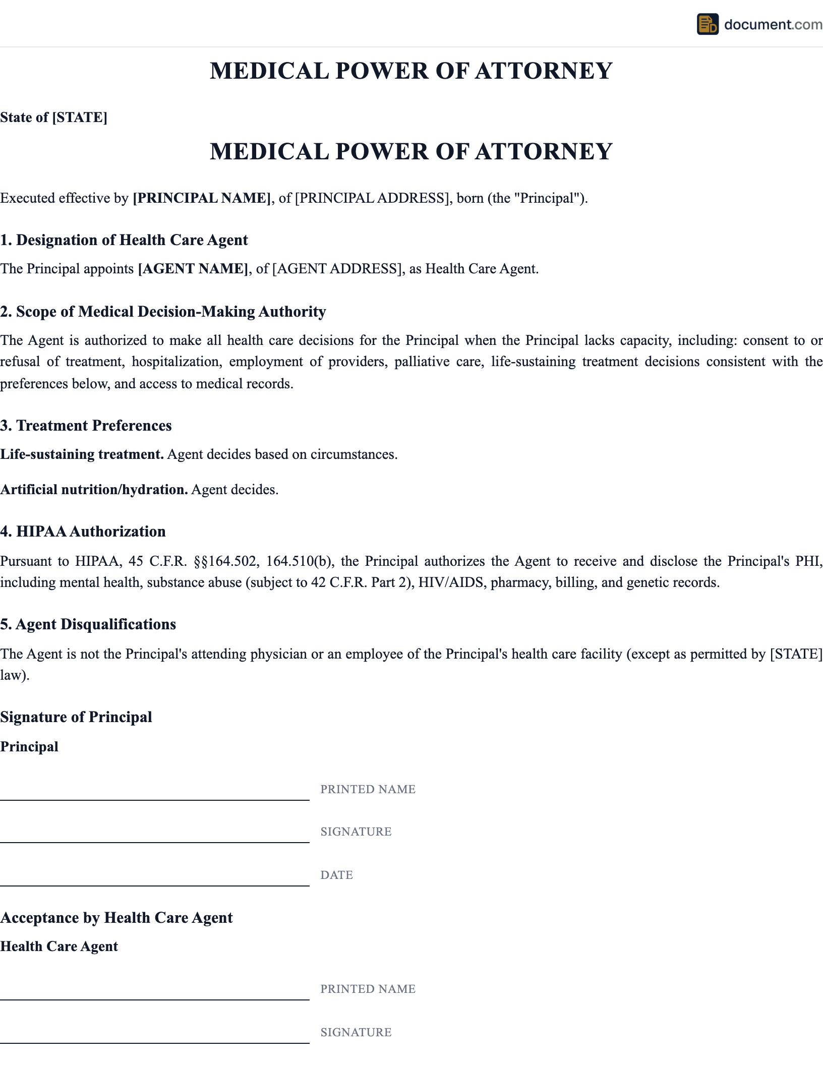 Medical Power of Attorney preview