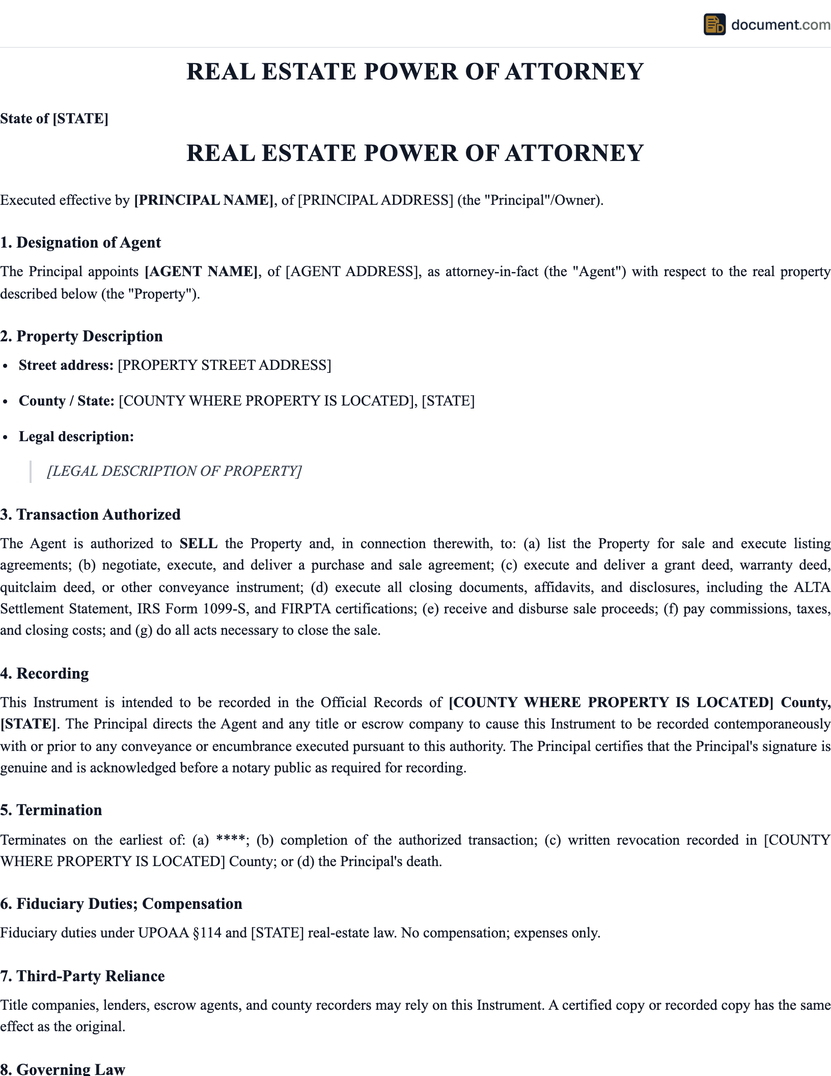 Real Estate Power of Attorney preview